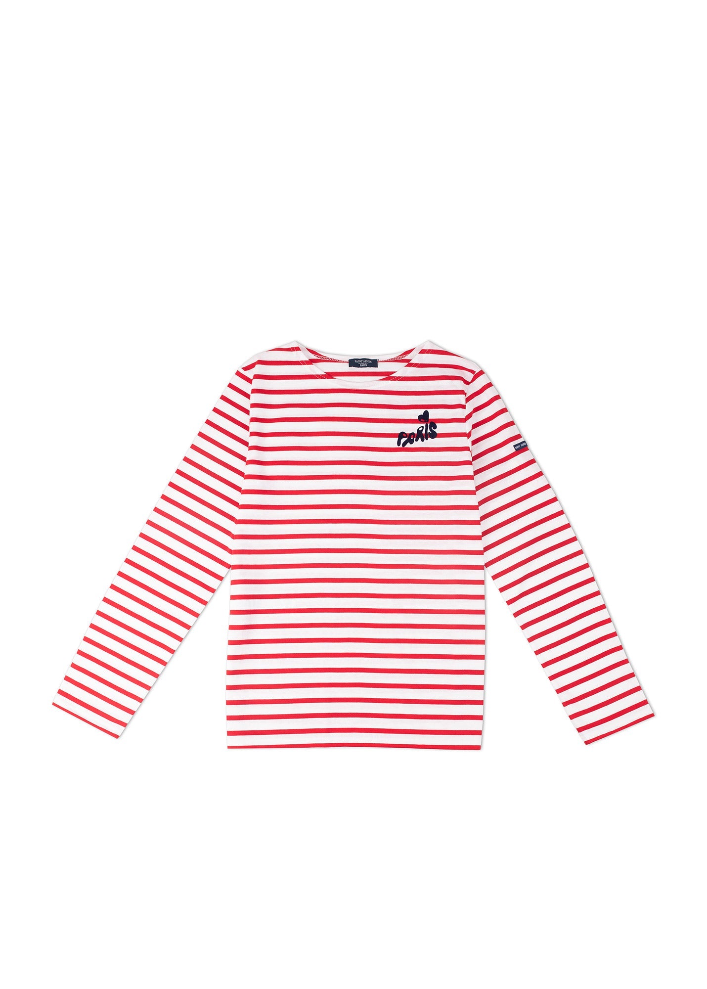 Saint James MINQUIERS PARIS - Authentic Breton Stripe Shirt| Soft Cotton | Men Fit (WHITE / RED)