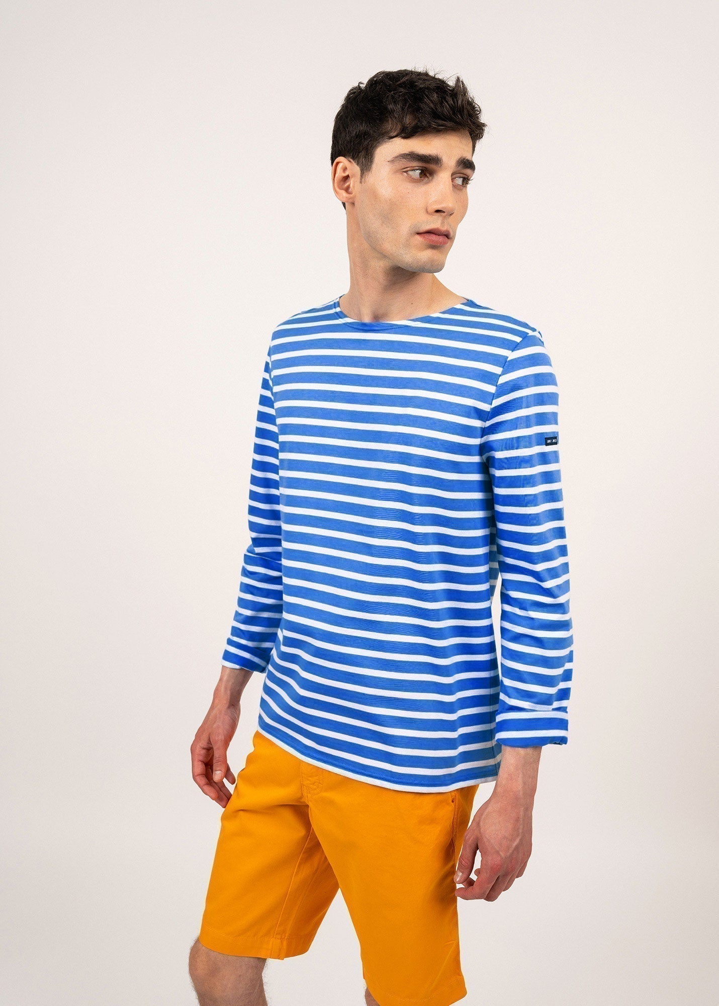 Saint James Minquiers Modern Authentic Breton Stripe Shirt Soft Cotton Men Fit Mer Blue White