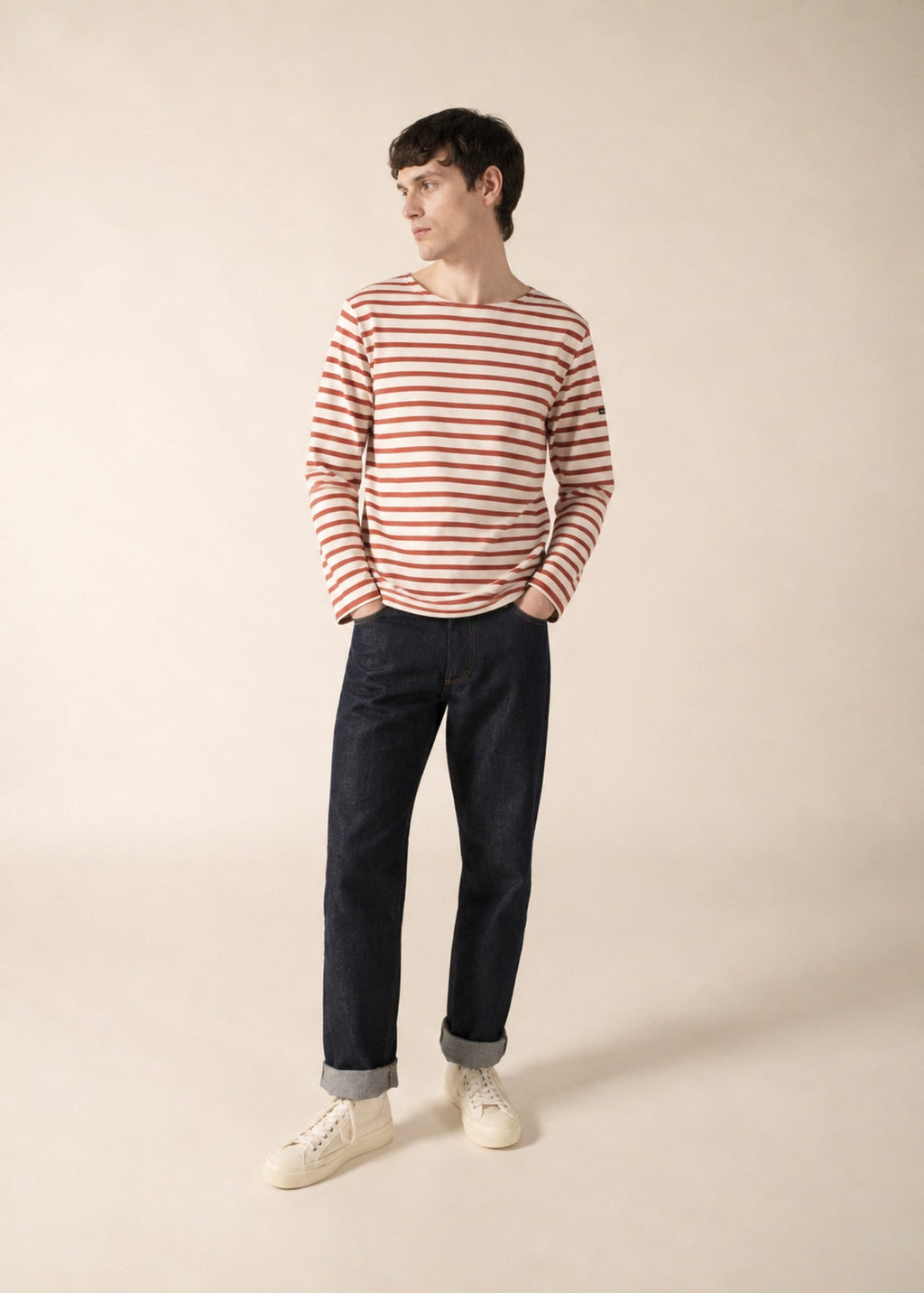 Saint James MERIDIEN MODERNE Breton Shirt (ECRU / TERRACOTTA)