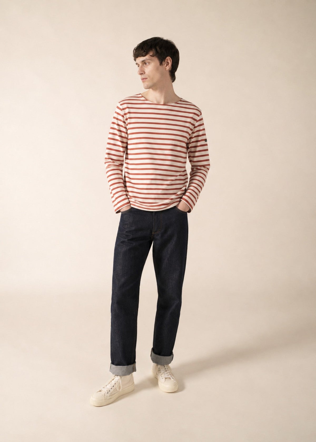 Saint James MERIDIEN MODERNE Breton Shirt (ECRU / TERRACOTTA)