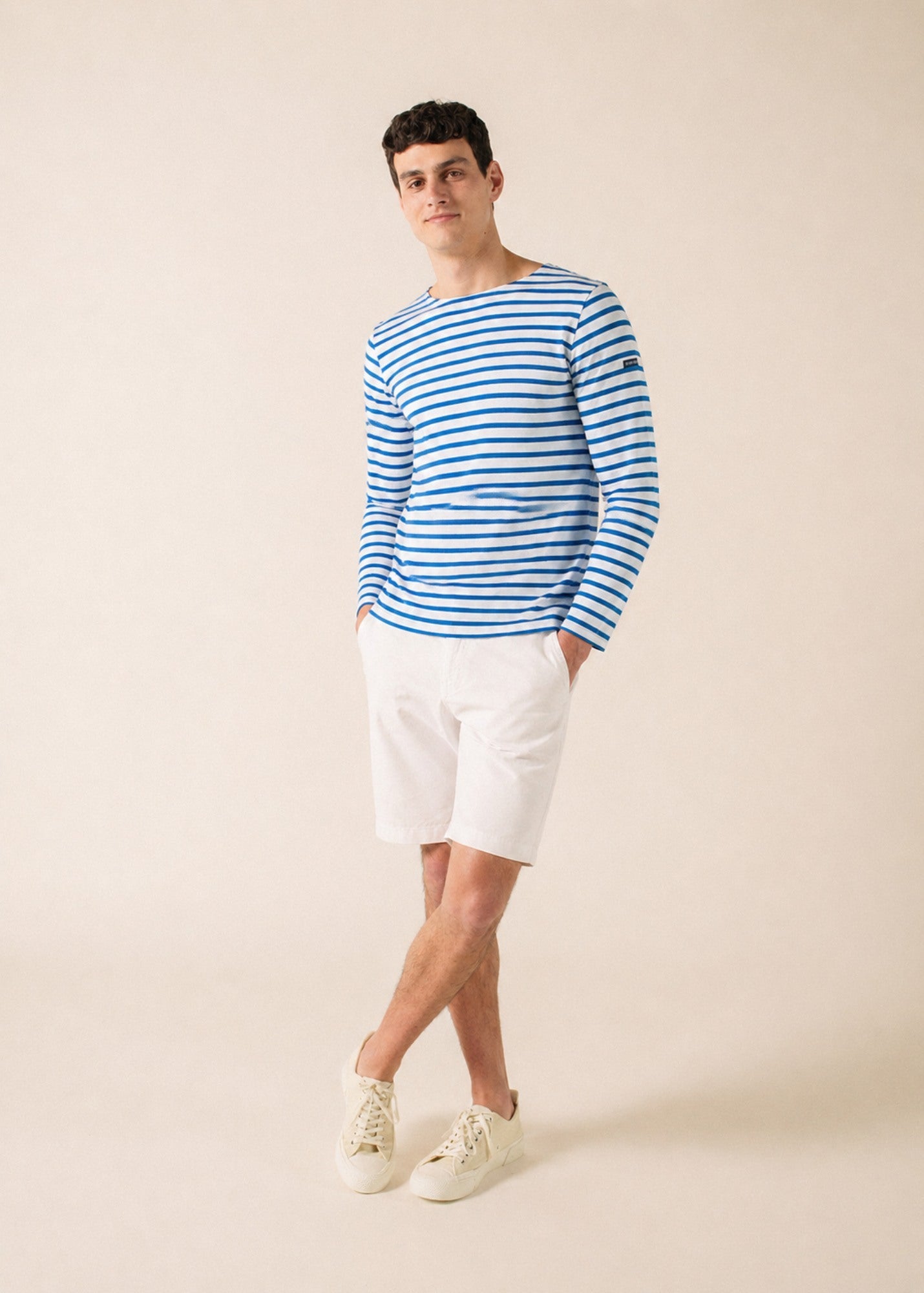 Saint James MINQUIERS MODERN Breton Shirt (WHITE / CAPRI BLUE)
