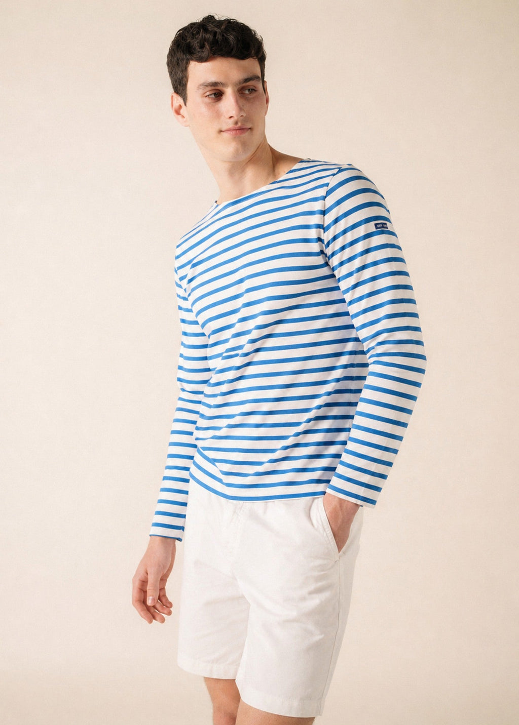 Saint James MINQUIERS MODERN Breton Shirt (WHITE / CAPRI BLUE)