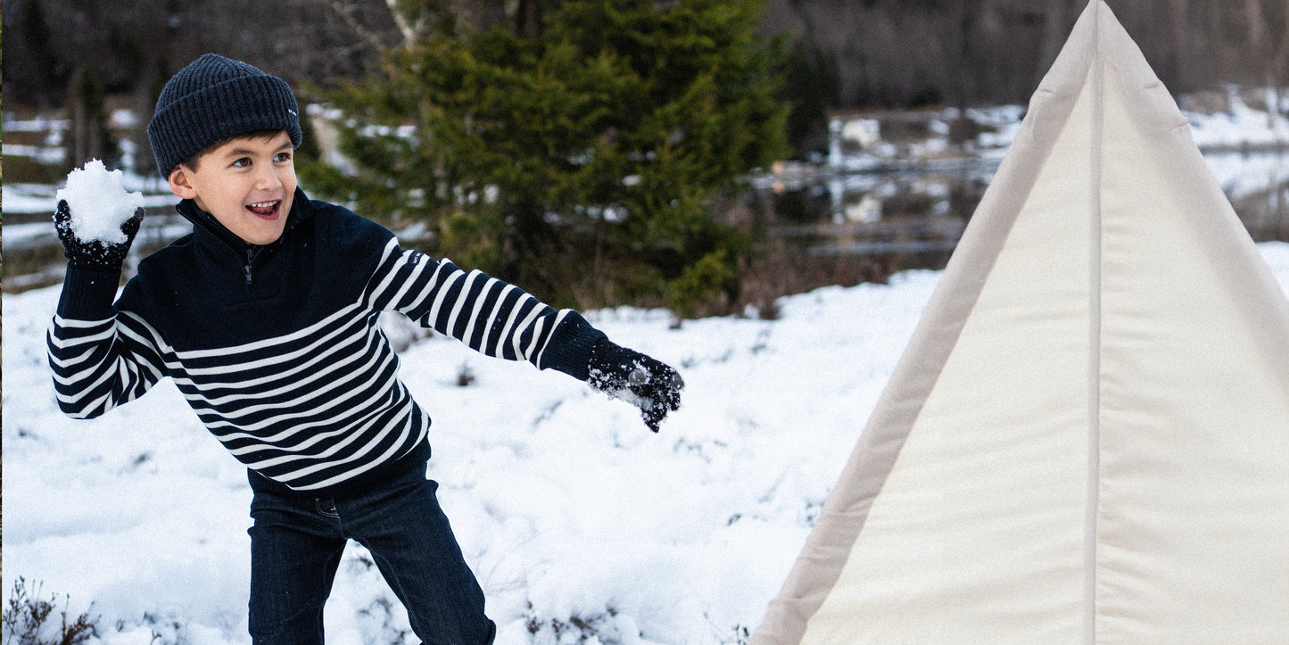 Saint James MOUSSAILLON KIDS - Striped Sailor Sweater With Buttons  for Kids | Blended Wool (NAVY / IVORY)