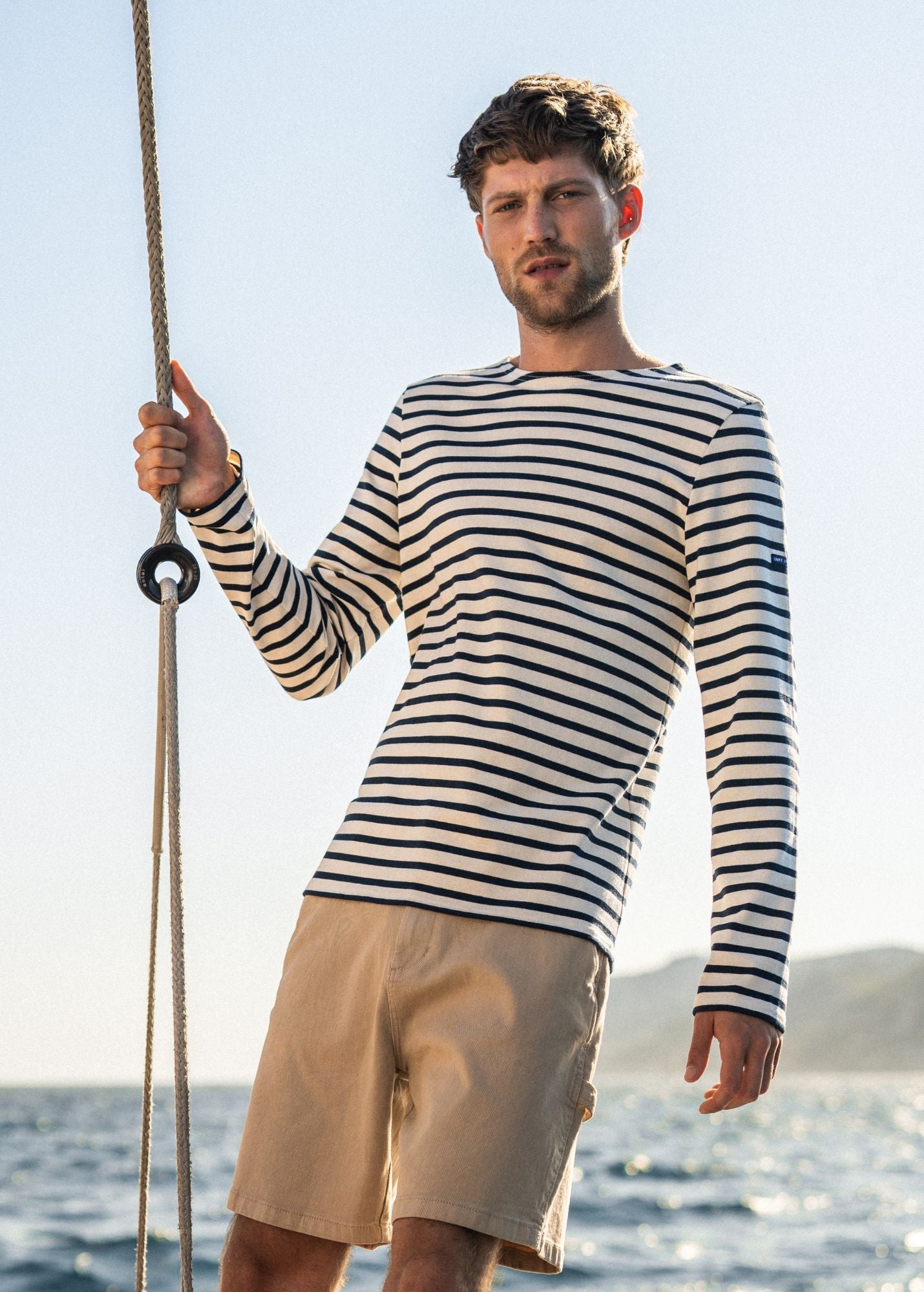 Saint James MERIDIEN MODERNE - Original Breton Shirt | Heavyweight Cotton | Men Fit (ECRU / NAVY)