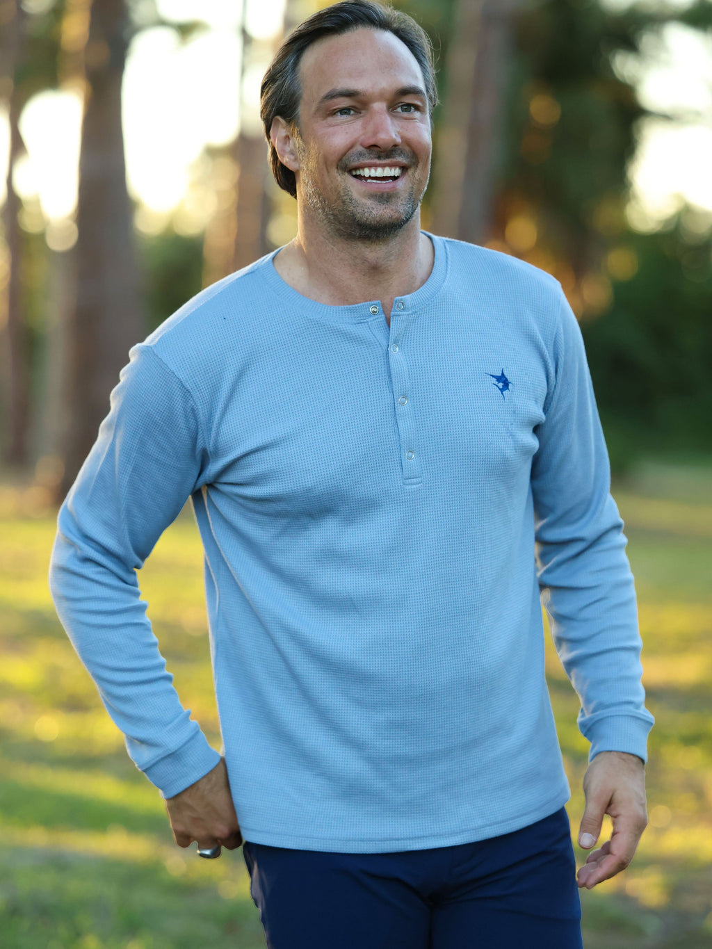 White Water Mystic Henley, Steel Blue