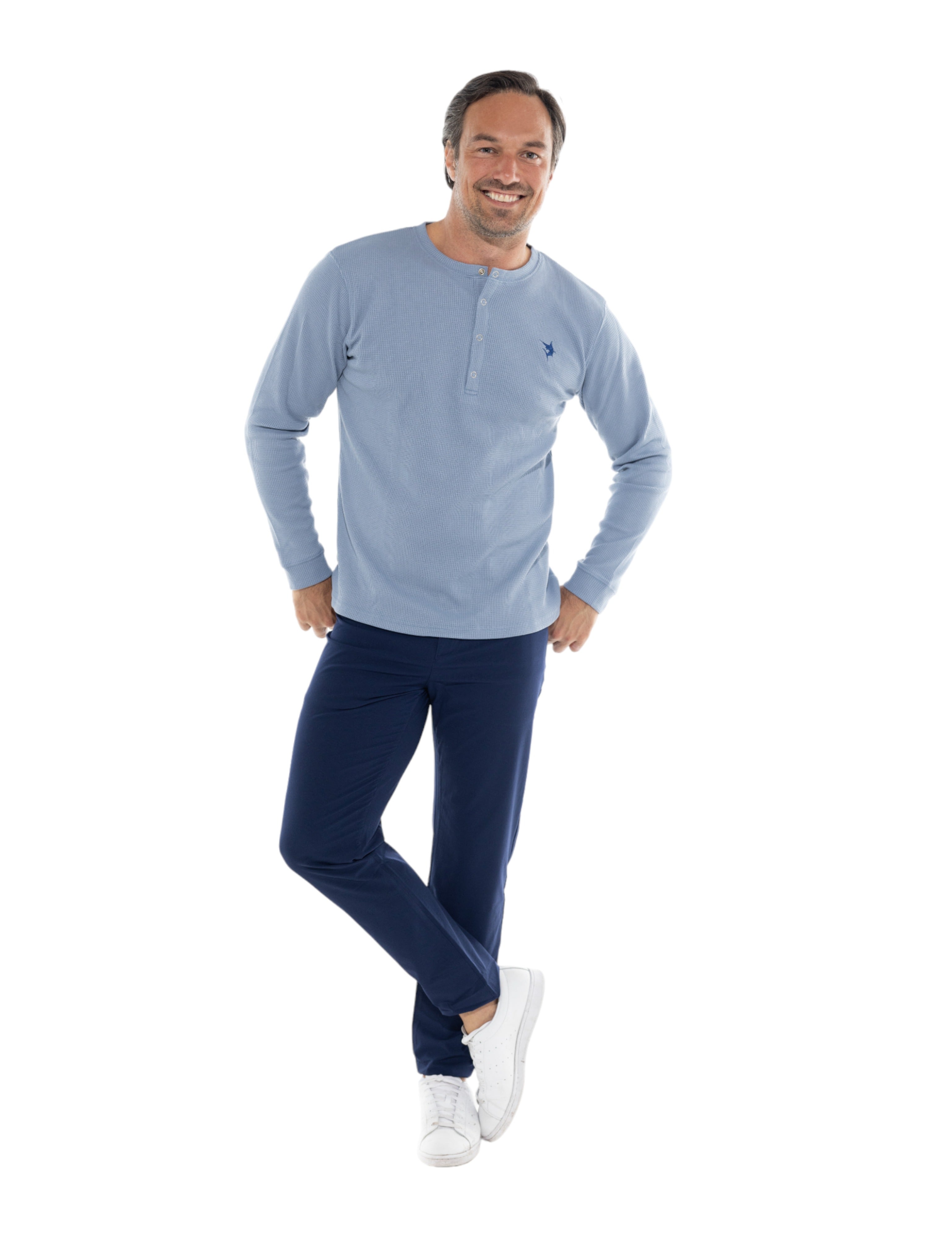 White Water Mystic Henley, Steel Blue