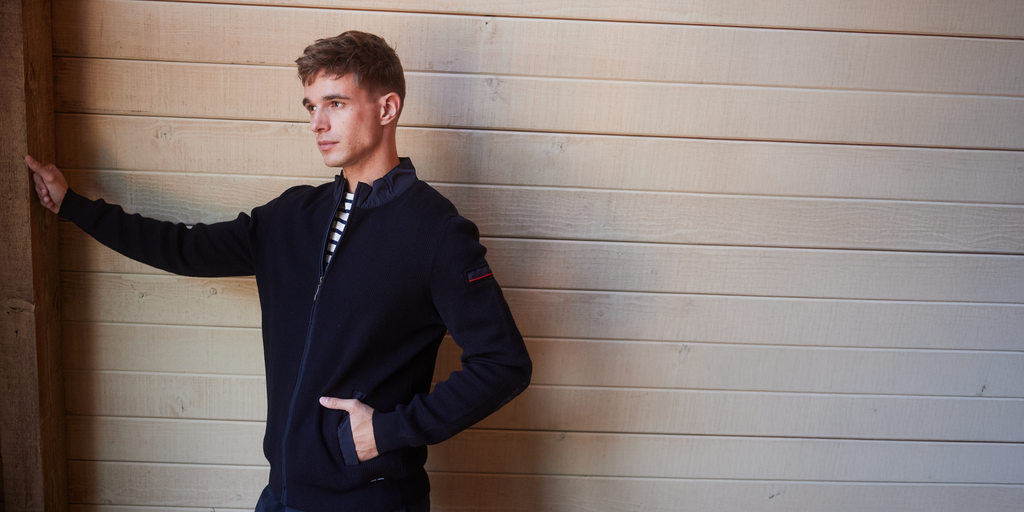 Saint James NAVIGATEUR - Comfortable Knit Cardigan with Zip (NAVY)