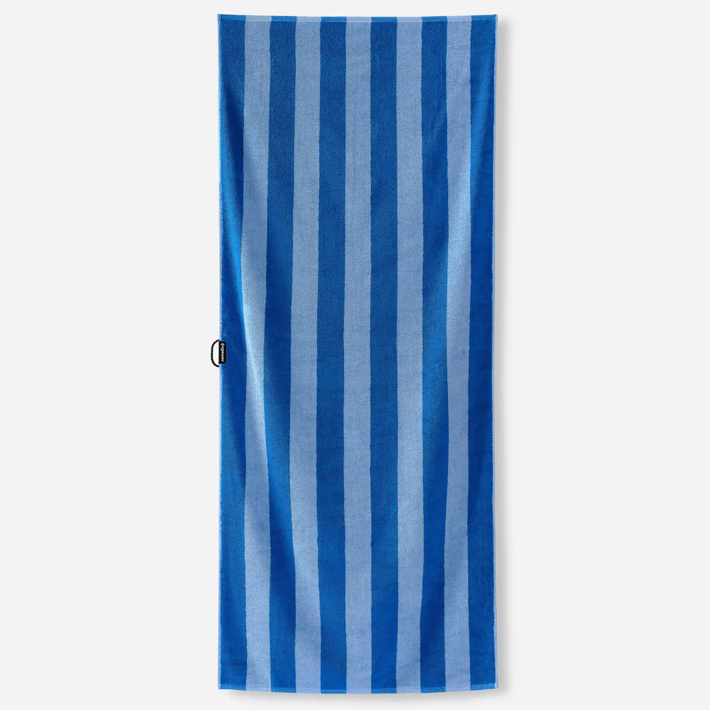 Nomadix Organic Cotton Beach Towel: Cabana Stripe Coastal Blue