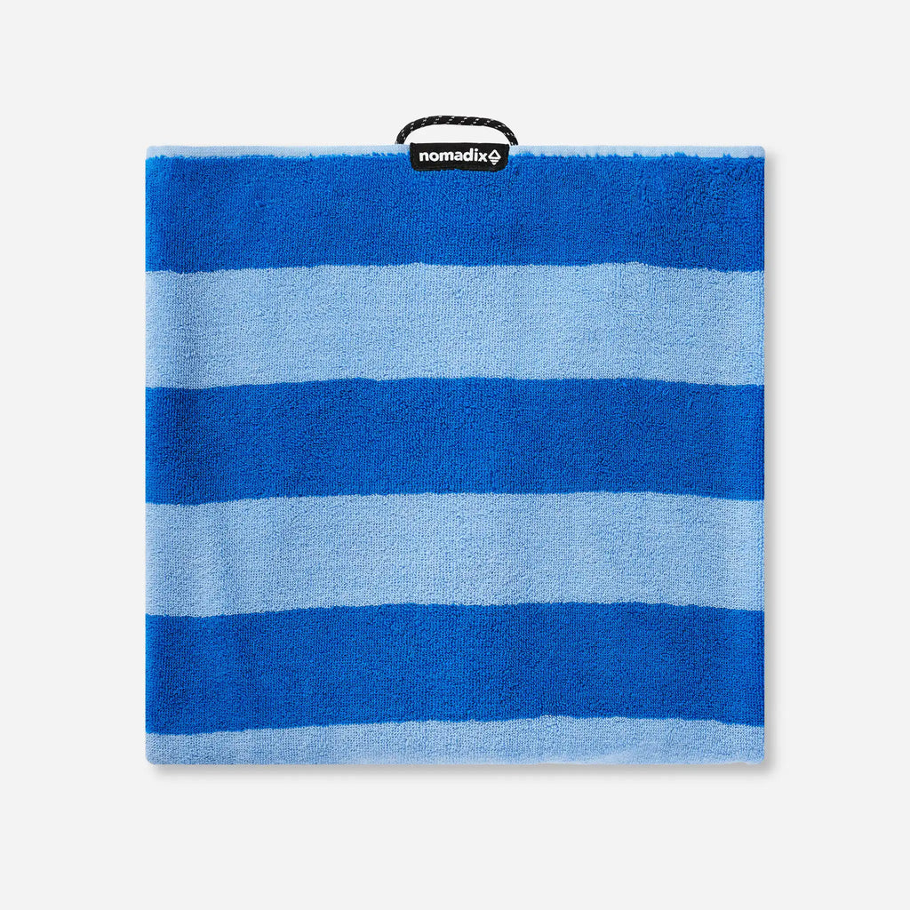 Nomadix Organic Cotton Beach Towel: Cabana Stripe Coastal Blue