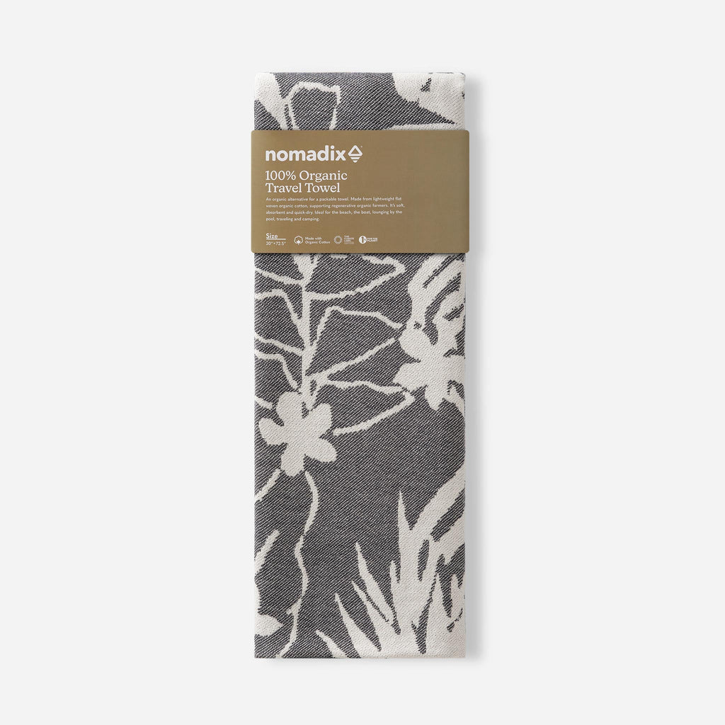 Nomadix Organic Cotton Travel Towel: Retro Palms Black