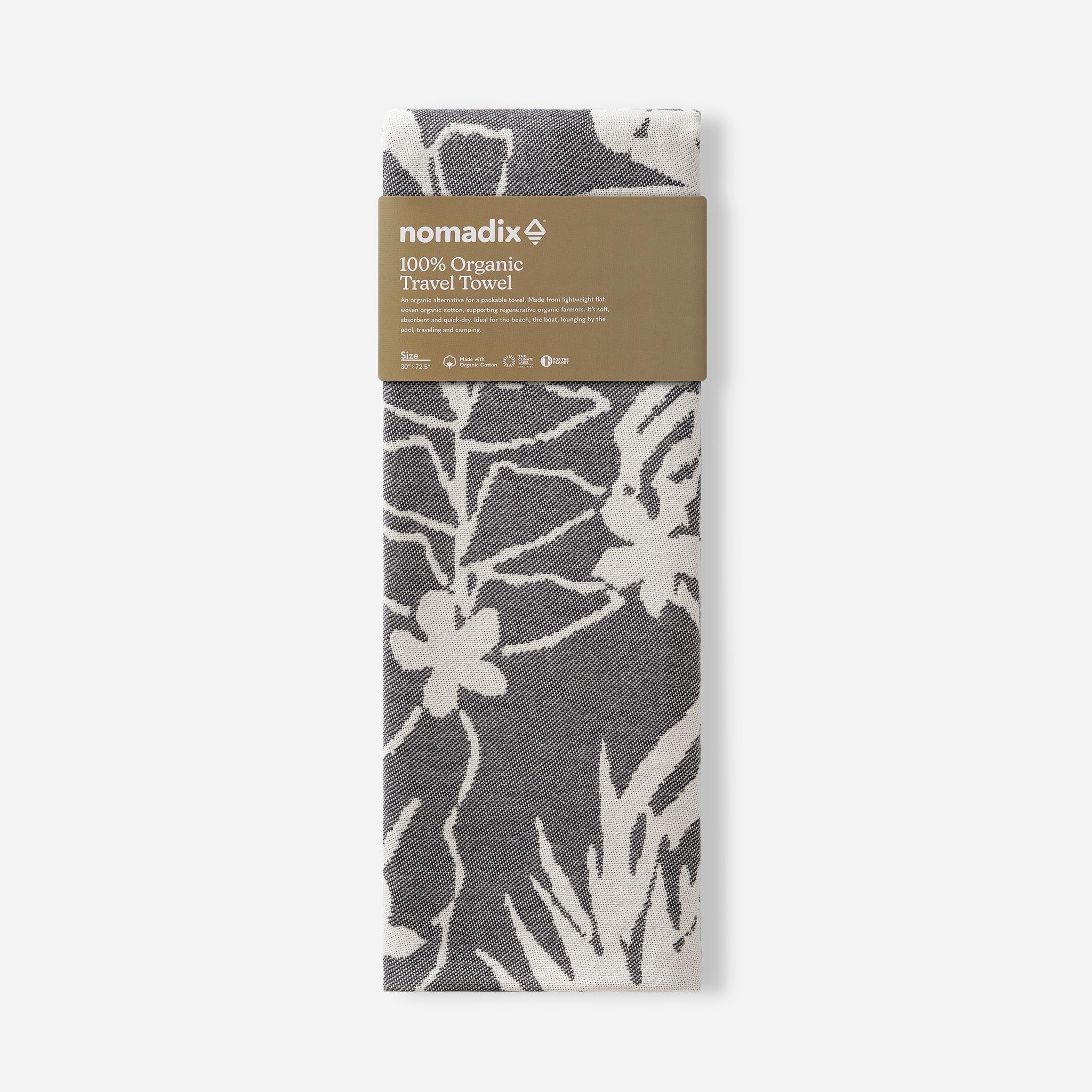 Nomadix Organic Cotton Travel Towel: Retro Palms Black