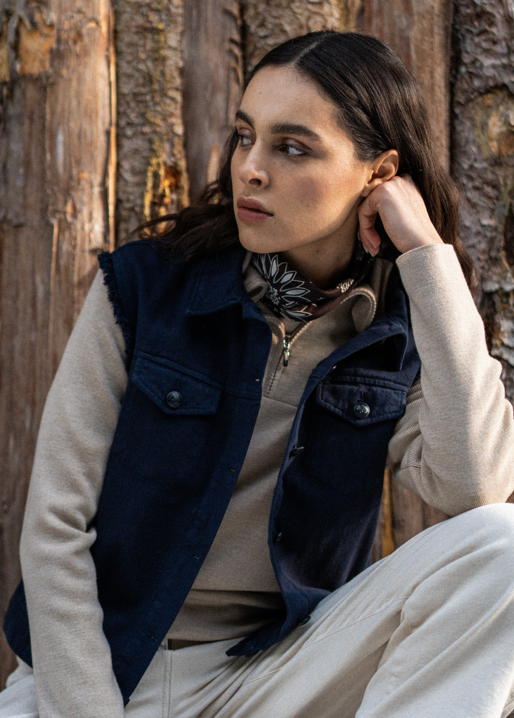 Saint James PASSERELLE II - Trucker Collar Pullover Sweater | 100% Wool (BEIGE)