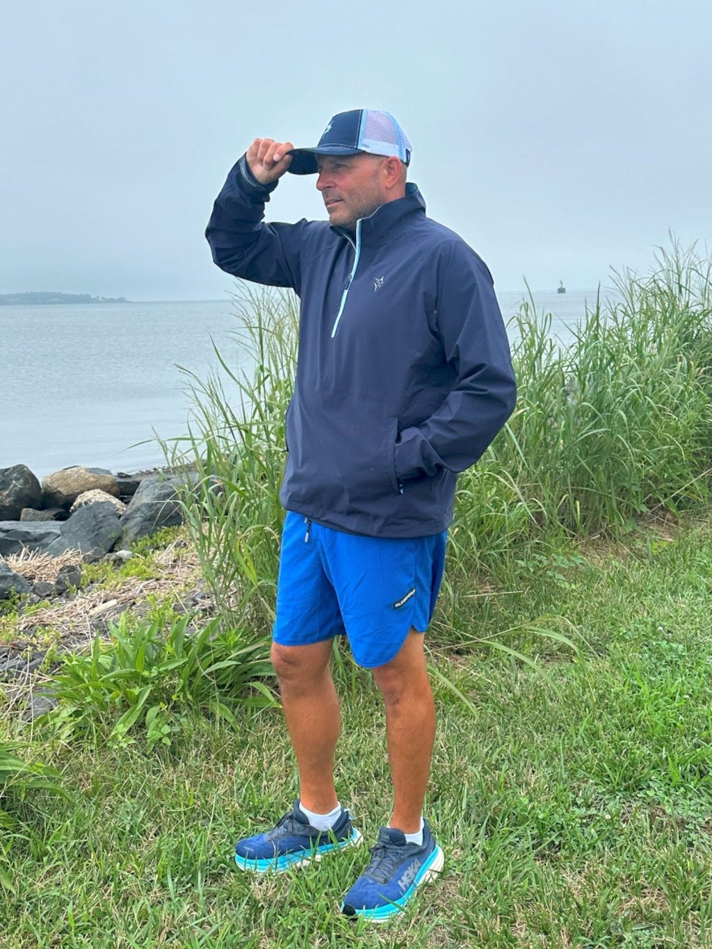 White Water Palm Beach Waterproof Quarter Zip, Navy Blue
