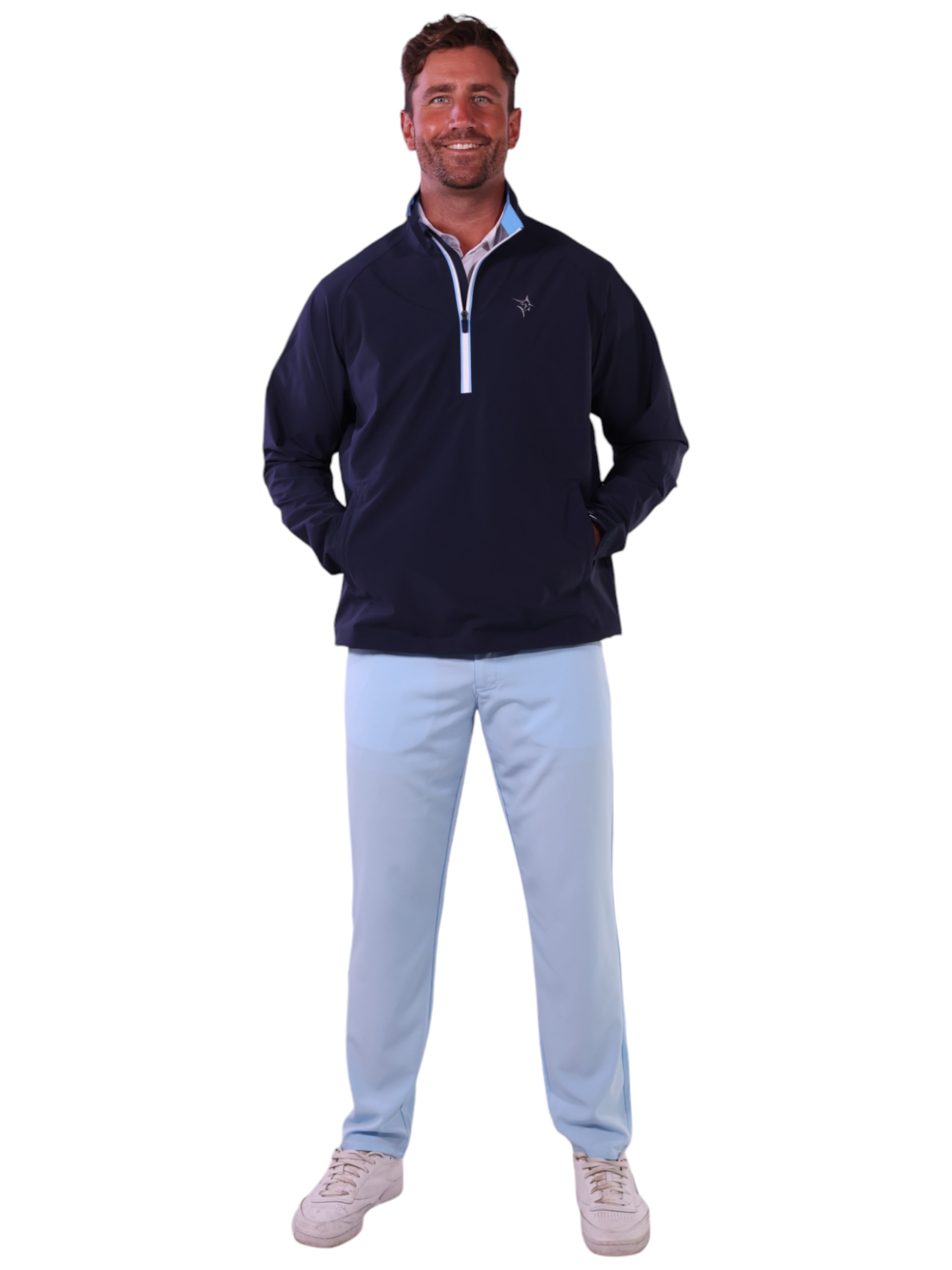 White Water Palm Beach Waterproof Quarter Zip, Navy Blue
