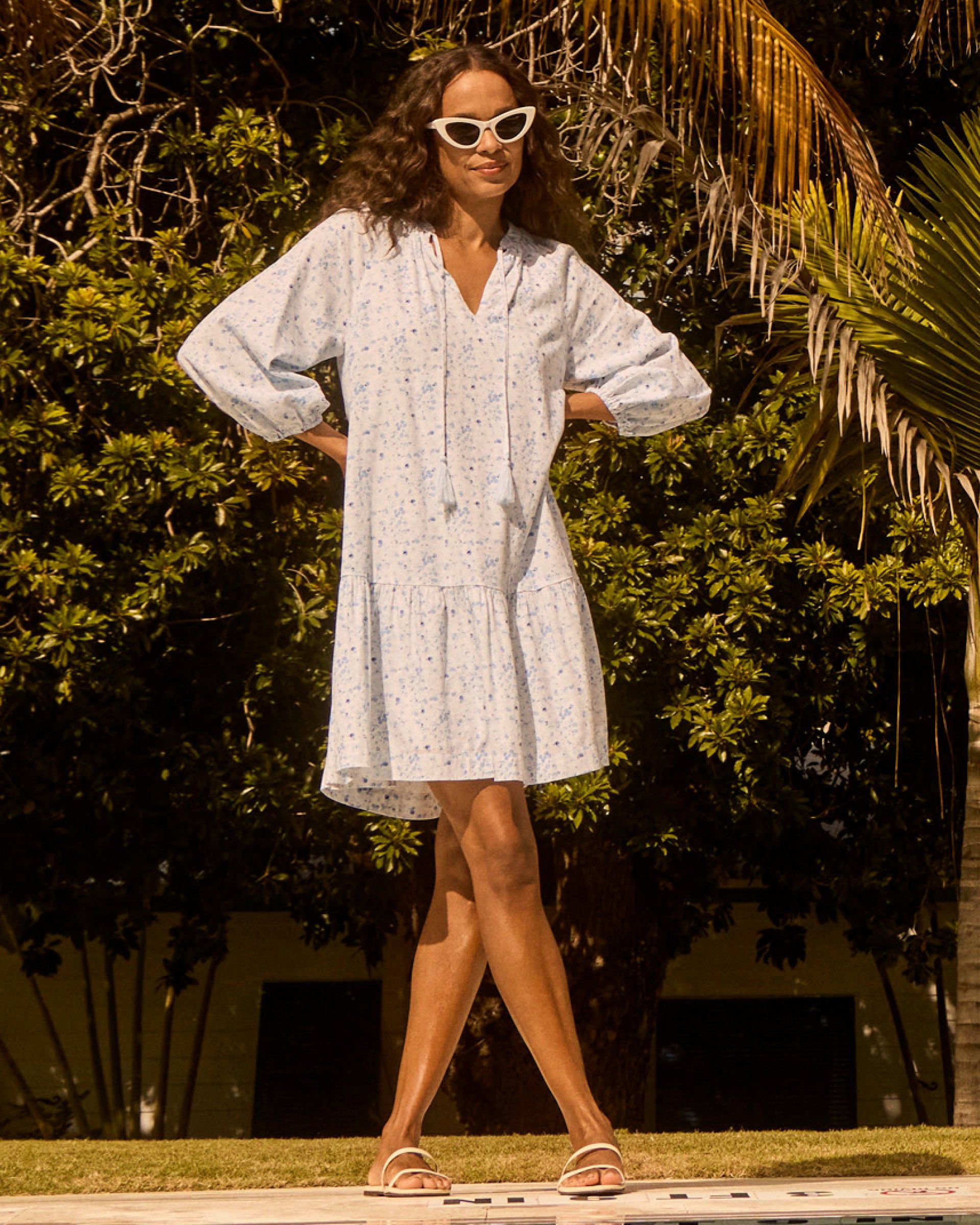 Johnnie-O Vanessa Floral Cotton Blend Mini Dress, Maliblu