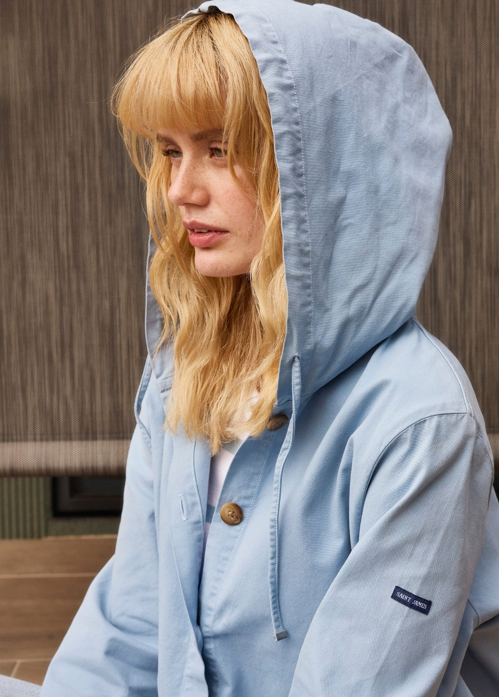 Saint James AURA Hooded Cotton Canvas Jacket (SKYLIGHT BLUE)