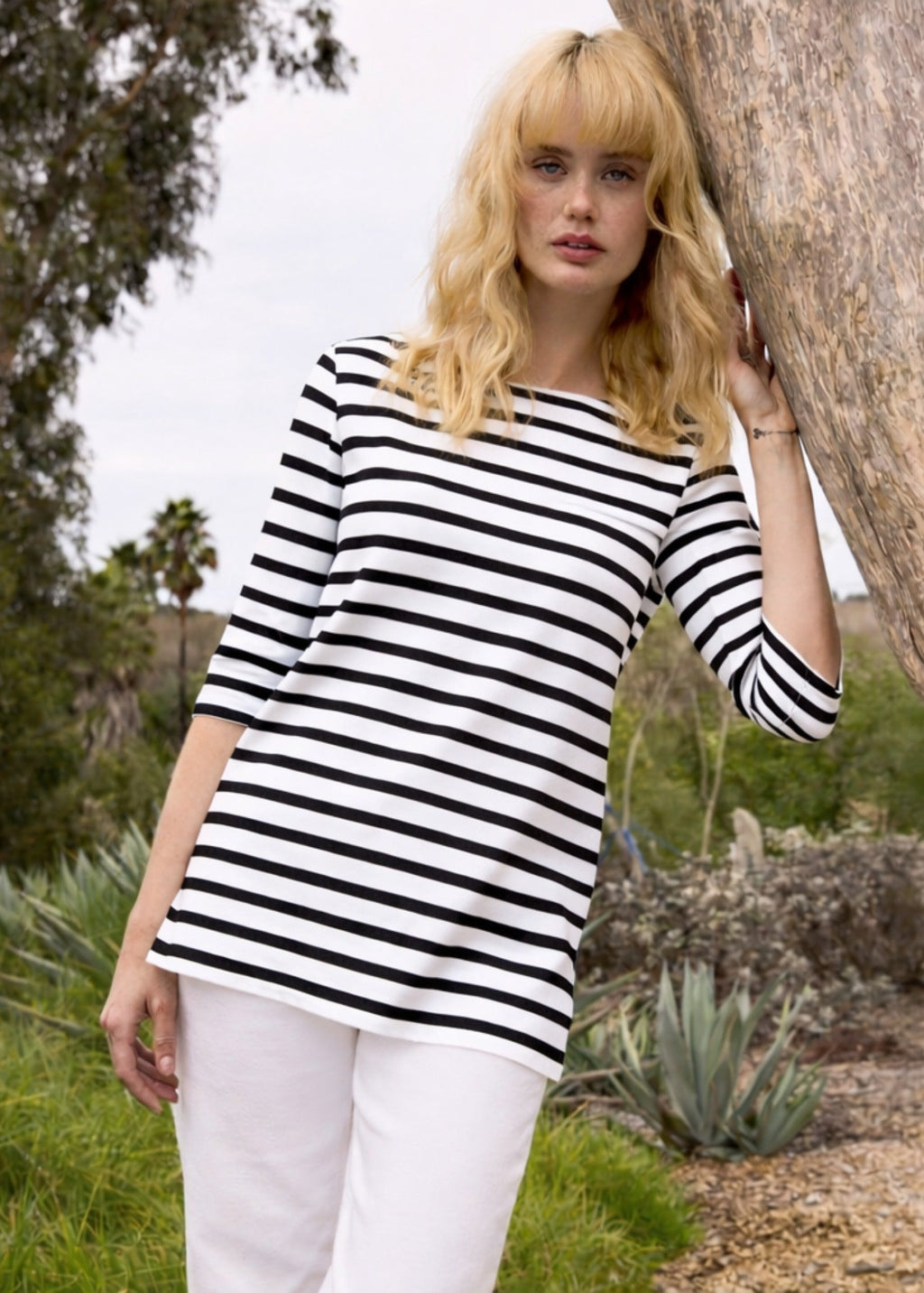 Saint James Phare cotton ¾ sleeve Breton shirt (WHITE / NAVY)