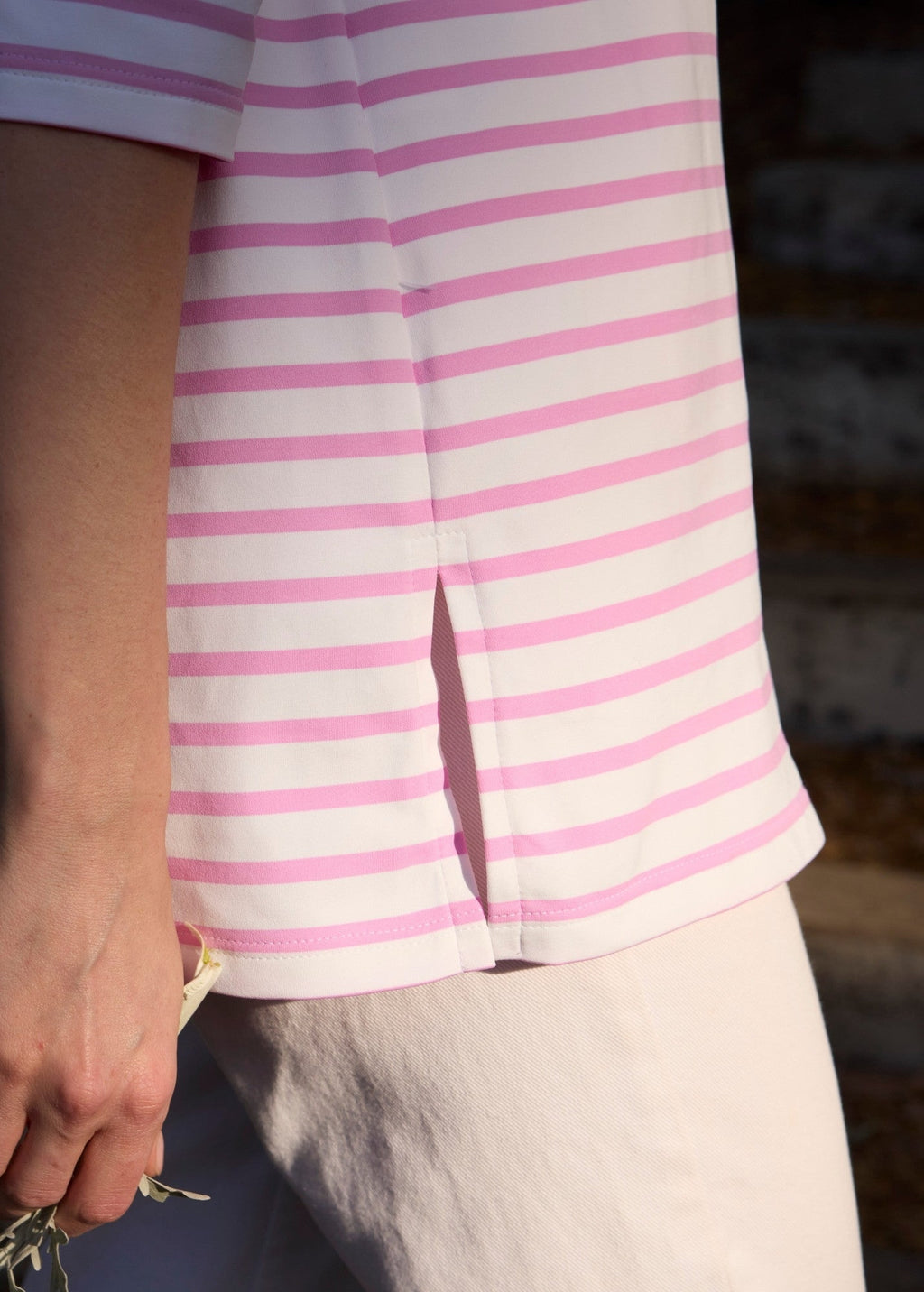 Saint James Phare Anti-Uv Striped Tunic (WHITE / TEA ROSE PINK)