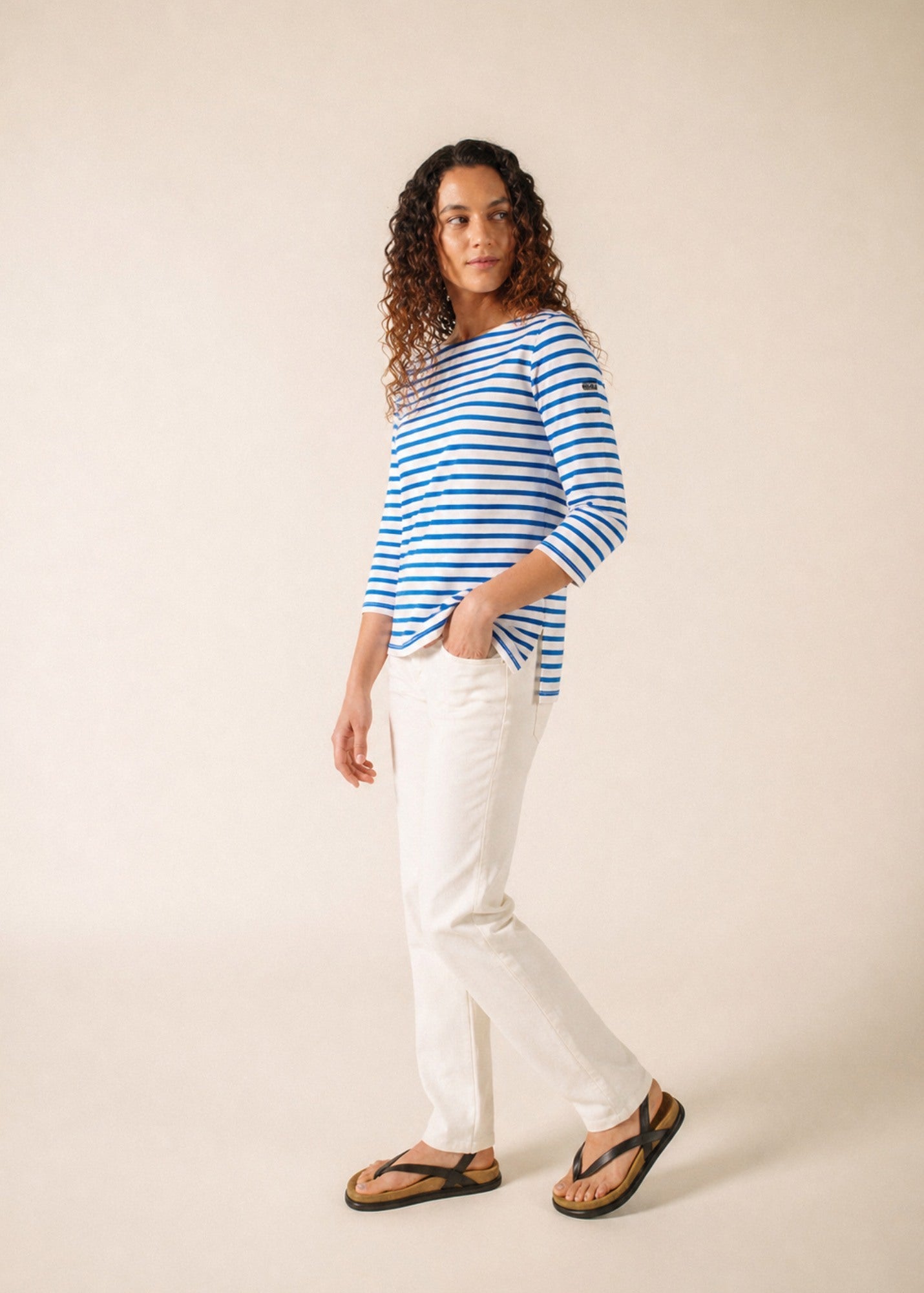 Saint James PHARE Anti-Uv Striped Tunic (WHITE / CAPRI BLUE)