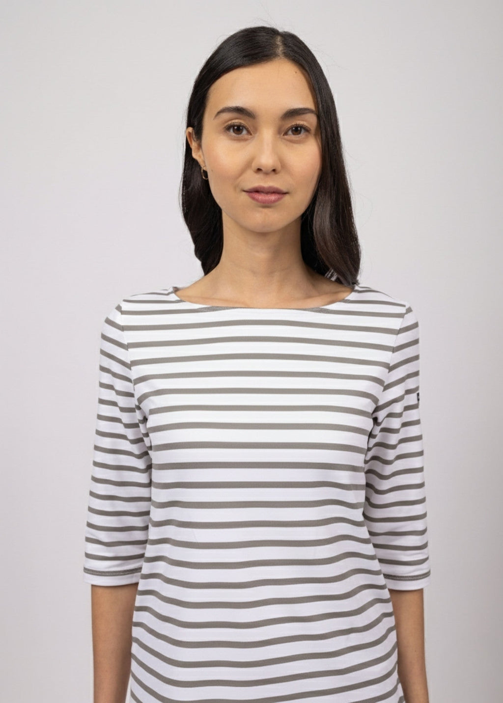 Saint James PHARE - Boat Neck Striped Tunic with Slits | Stretch fabric with UV Protection (WHITE / PEARL)