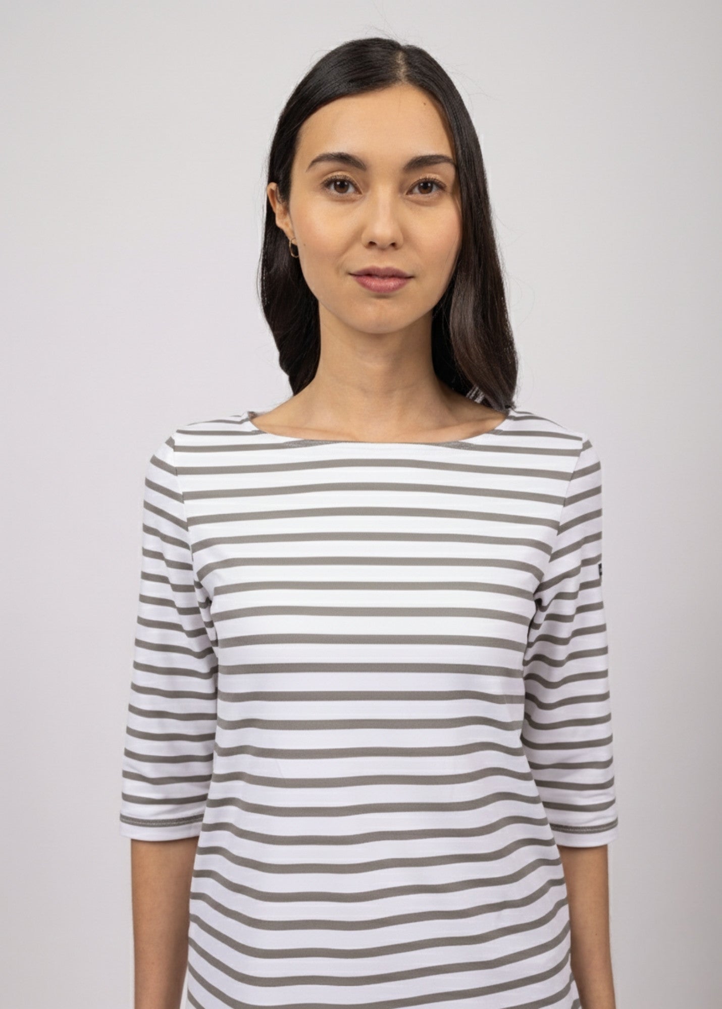 Saint James PHARE - Boat Neck Striped Tunic with Slits | Stretch fabric with UV Protection (WHITE / PEARL)