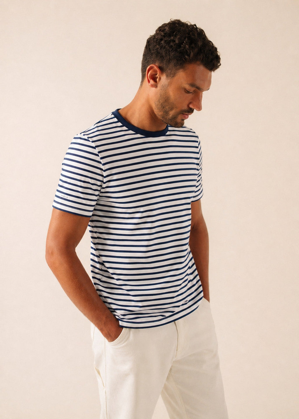 Saint James PLOUHINEC French Nautical T-Shirt  (WHITE / NAVY)