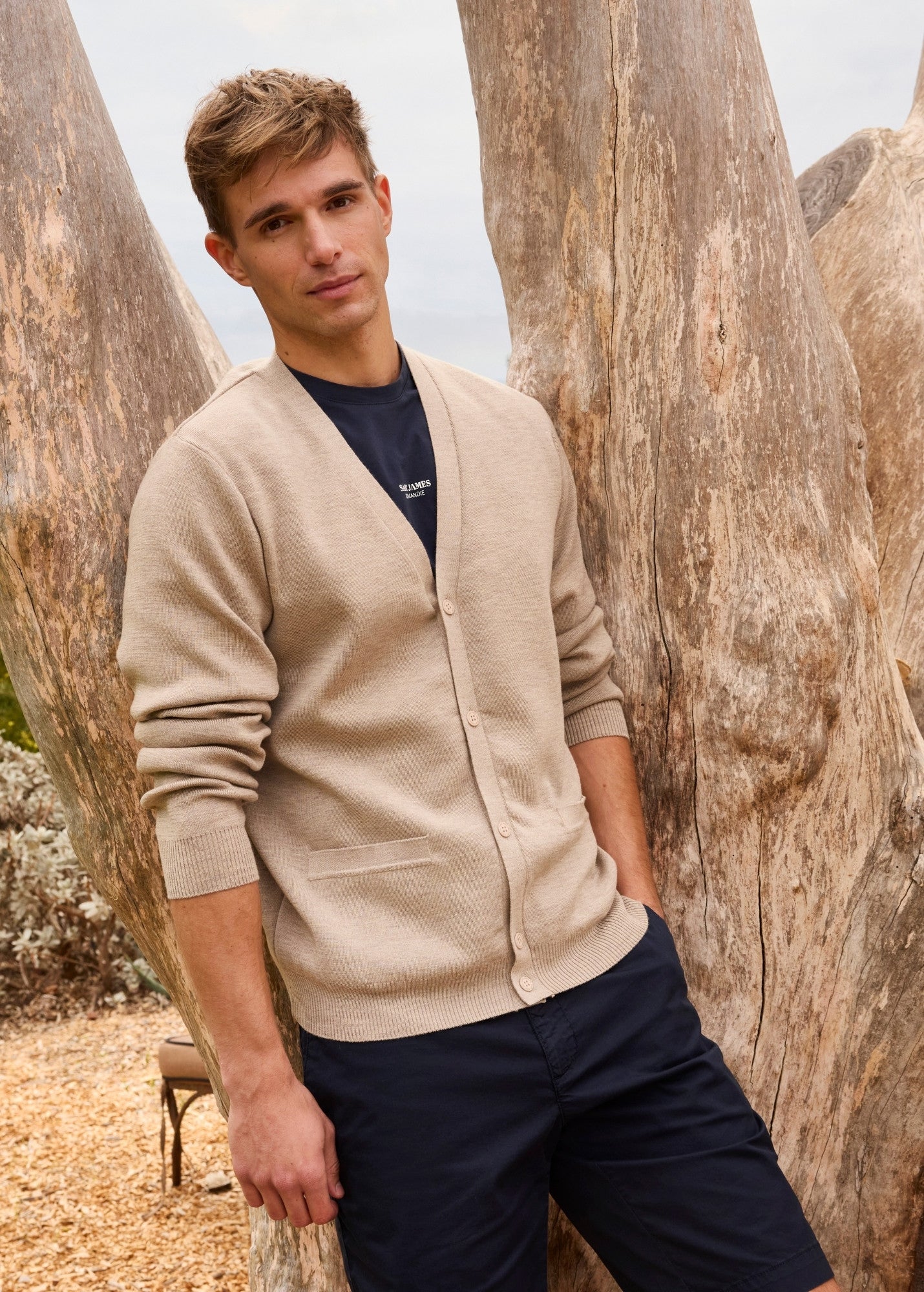 Porto 100% wool cardigan (BEIGE)