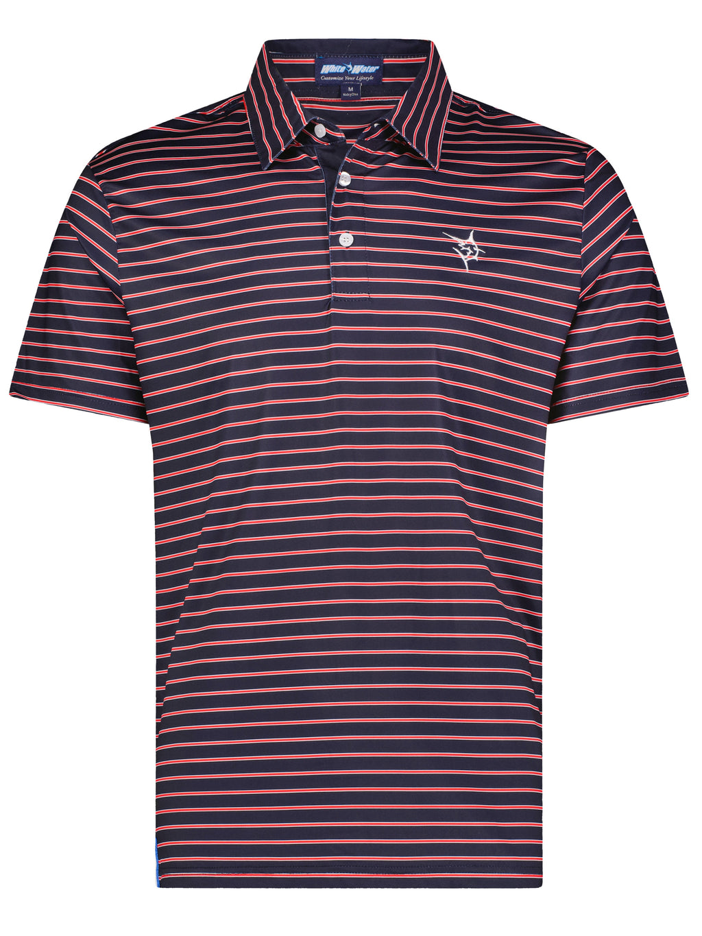 White Water Striper Polo, Navy/Red
