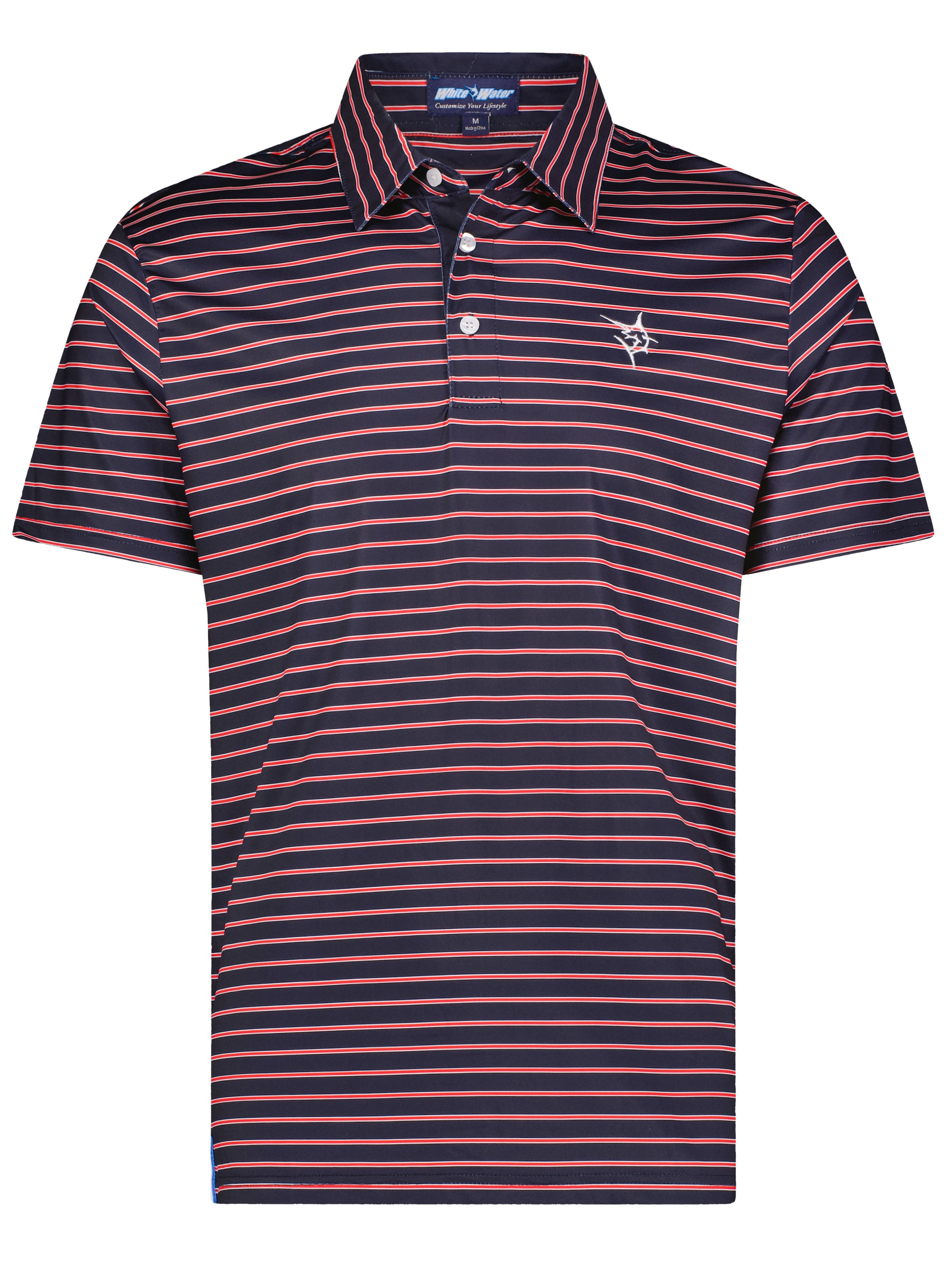 White Water Striper Polo, Navy/Red