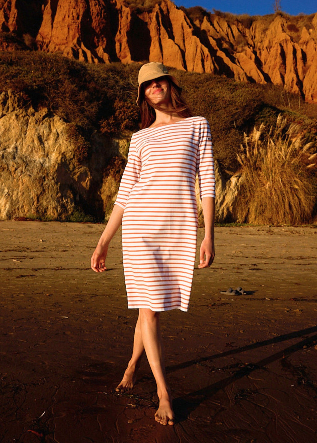 Saint James PROPRIANO Anti-Uv Nautical Dress (WHITE / CLAY)