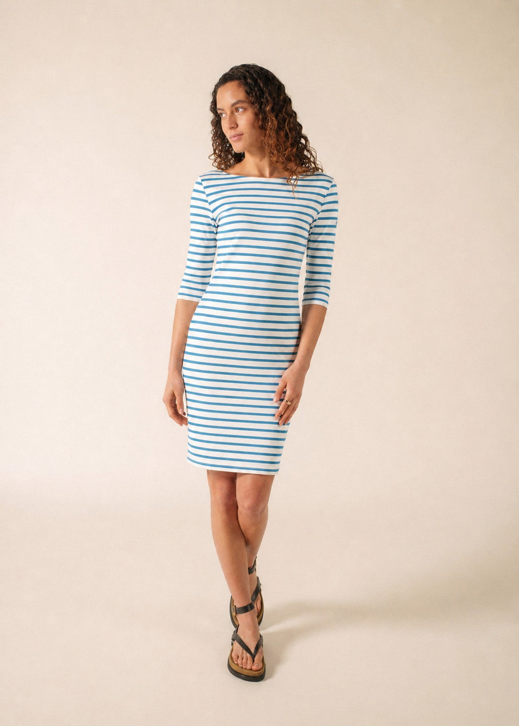 Saint James PROPRIANO Anti-Uv Nautical Dress (WHITE / CAPRI BLUE)