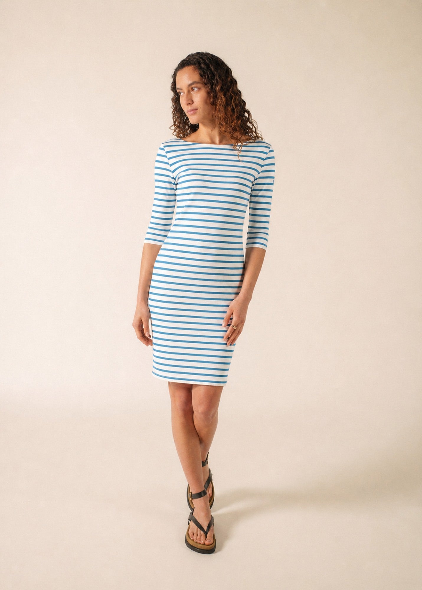 Saint James PROPRIANO Anti-Uv Nautical Dress (WHITE / CAPRI BLUE)