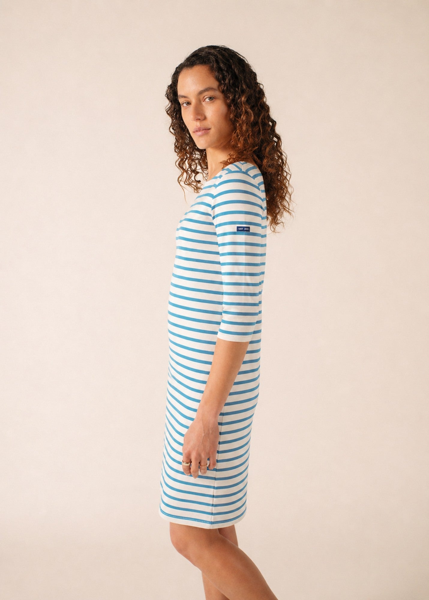 Saint James PROPRIANO Anti-Uv Nautical Dress (WHITE / CAPRI BLUE)