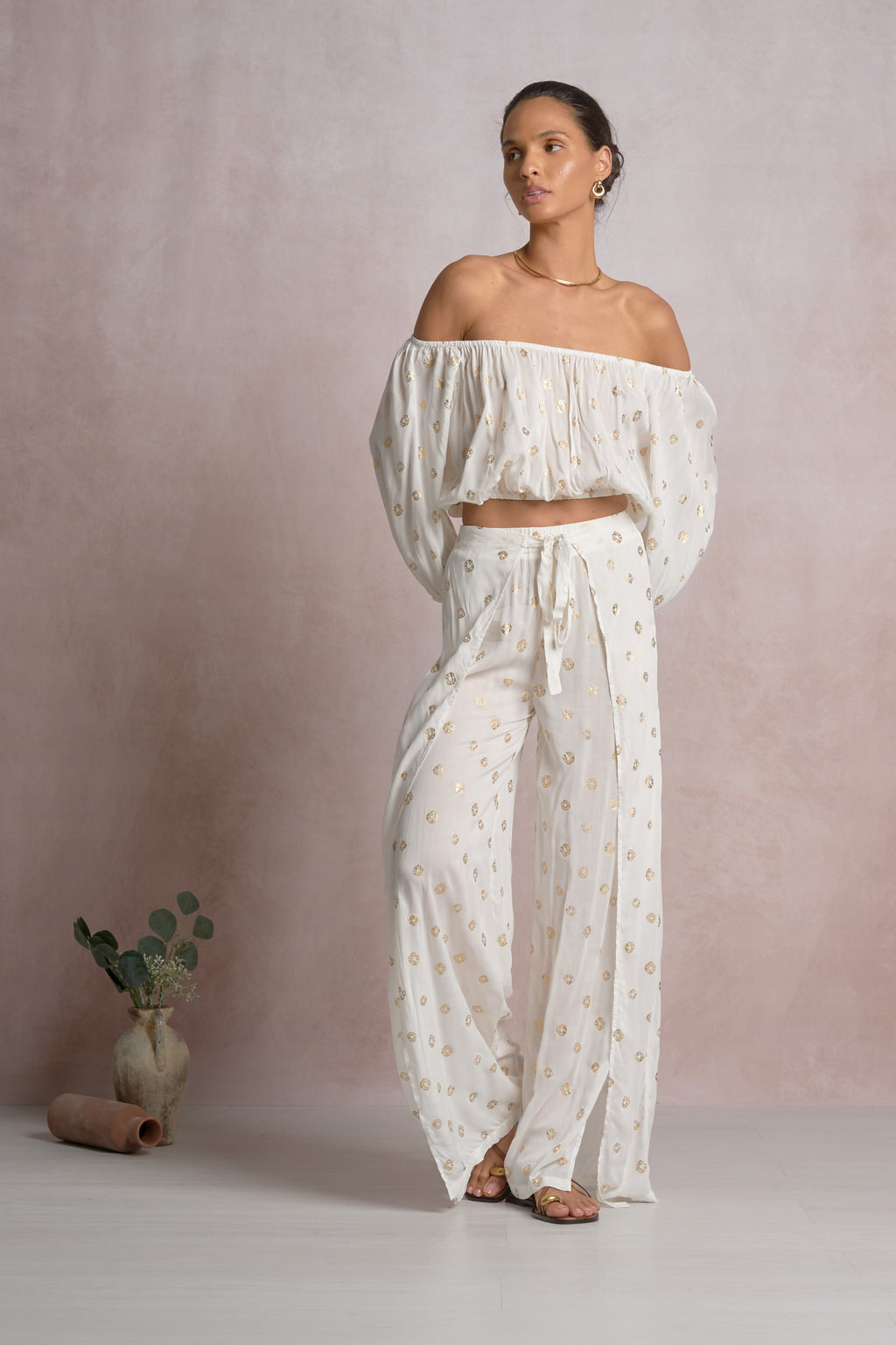 Romi Top White Polka