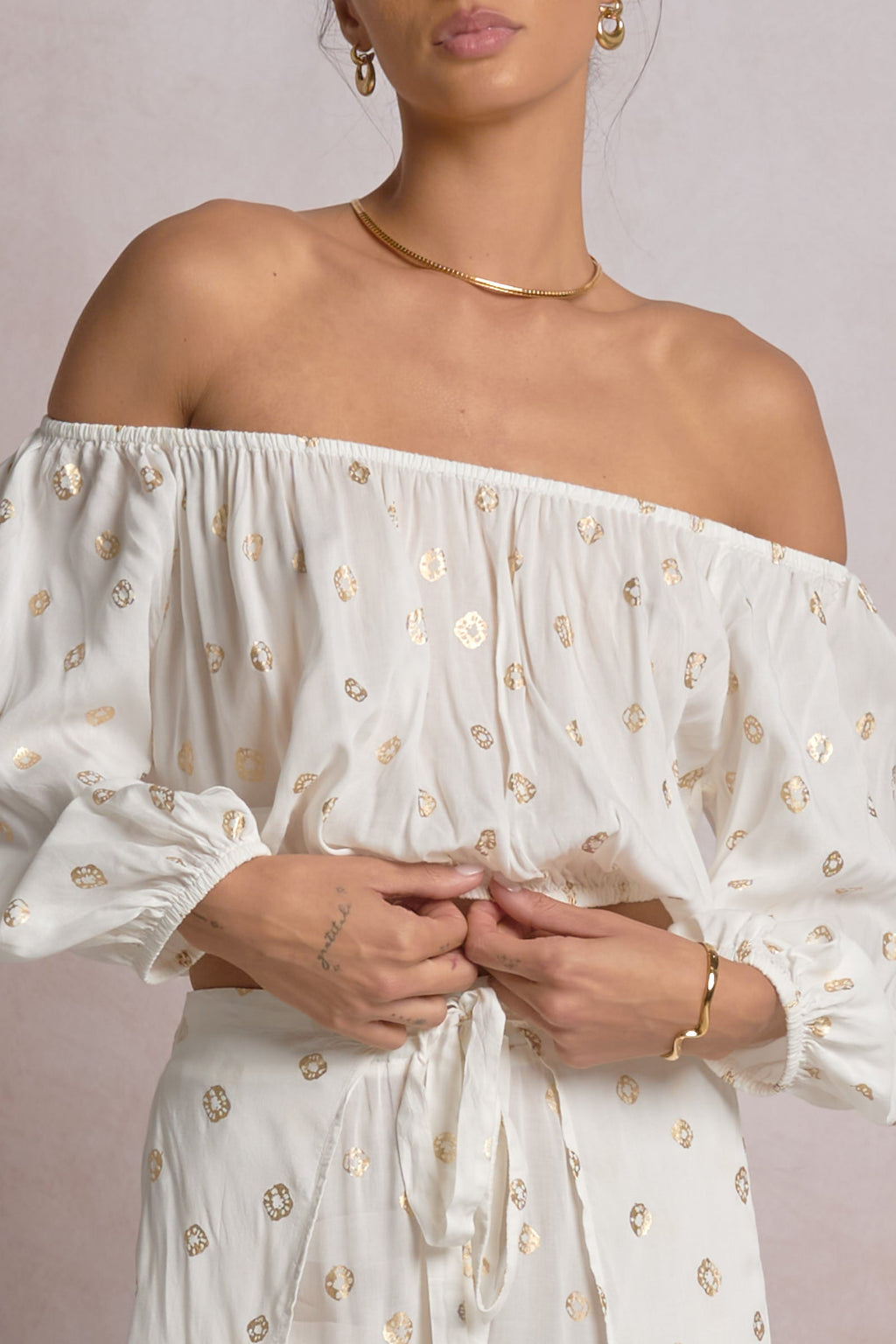 Romi Top White Polka