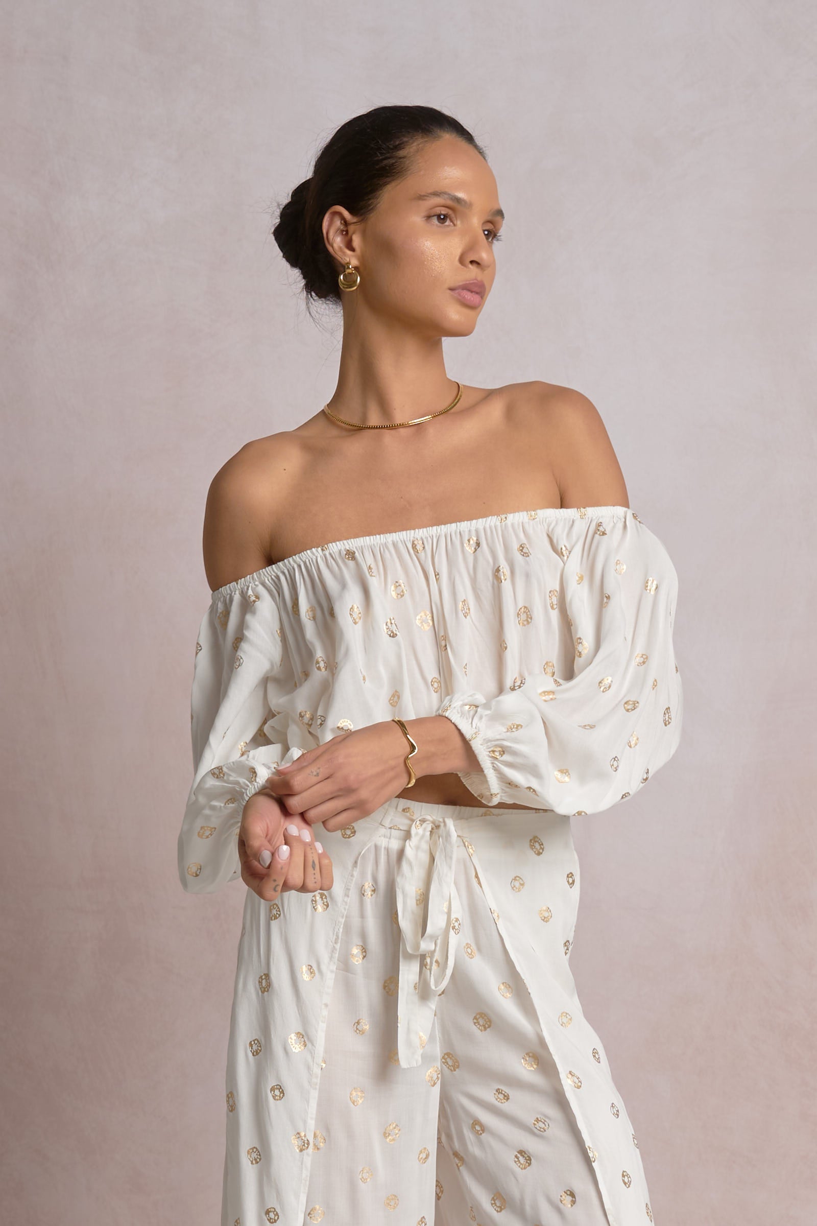 Romi Top White Polka