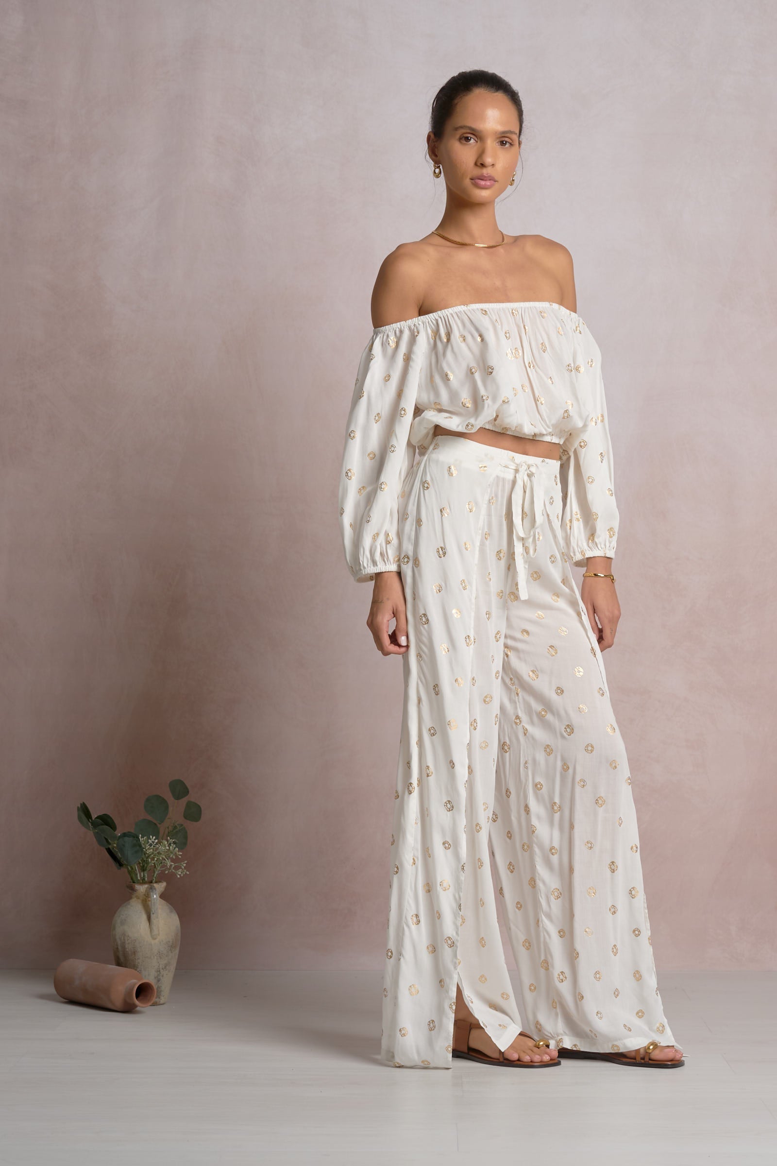 Romi Top White Polka