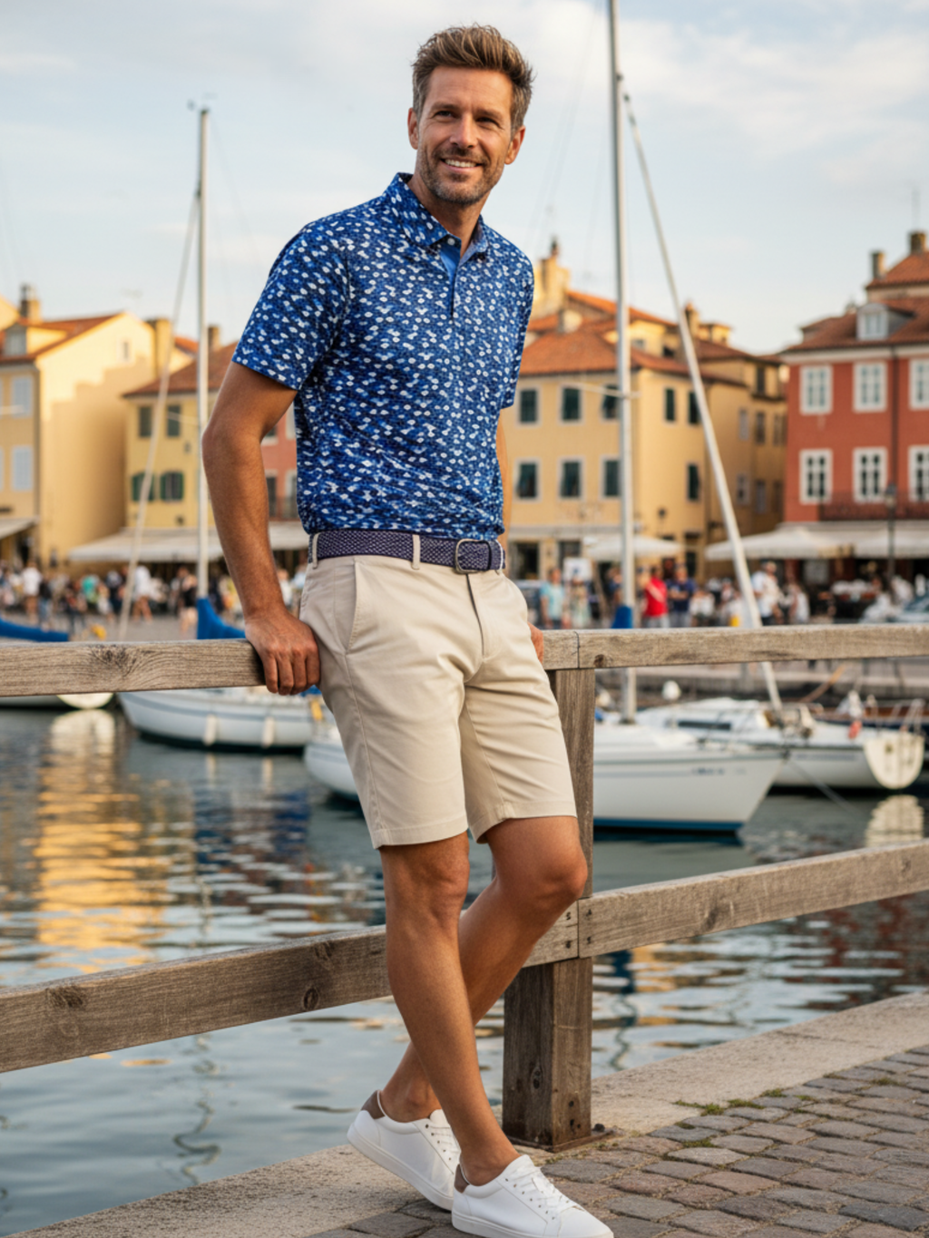 White Water Scales Polo, Navy 
