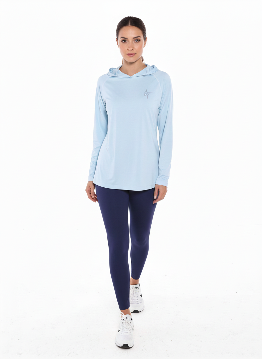 White Water Seaside Performance Hoody, Aqua