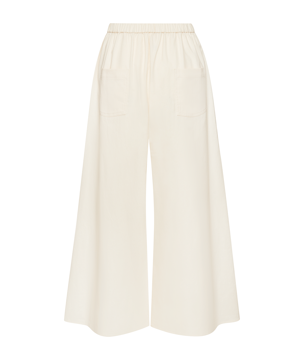The Ansea Twill Wide Leg Pant - Bone White