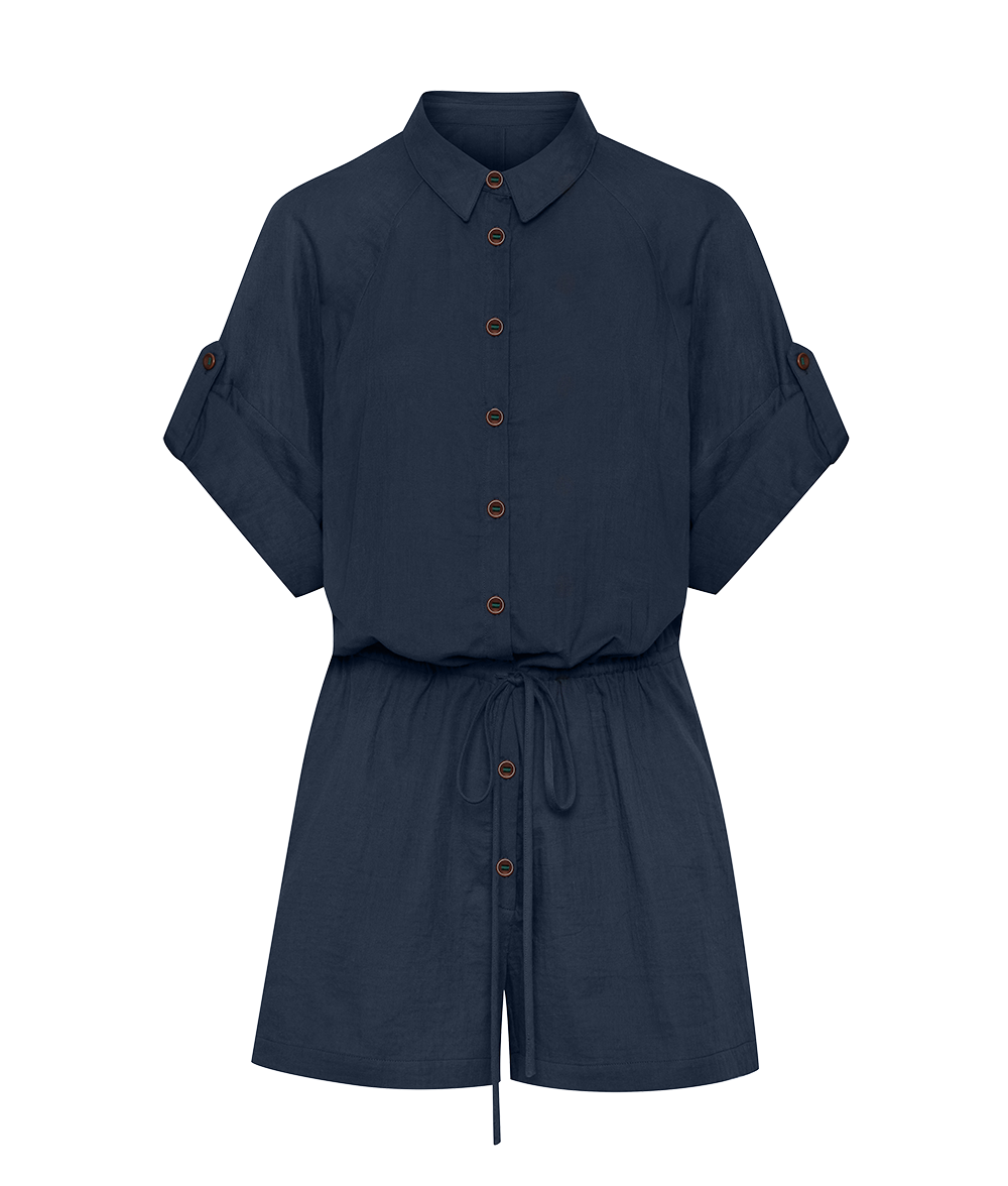The Ansea Gauze Summer Suit - Navy