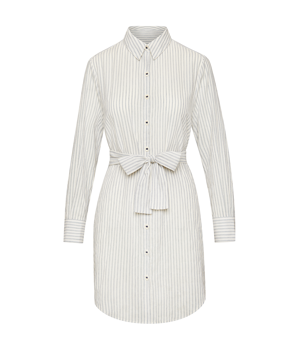 The Ansea Gauze Button Down Dress - White