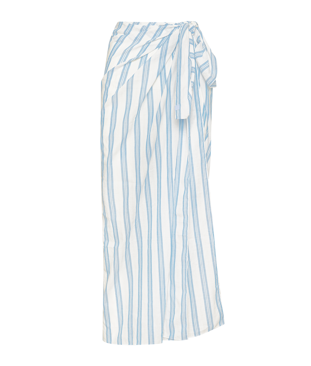 The Ansea Gauze Sarong - White/Blue