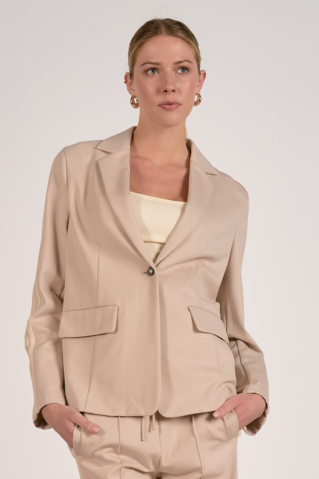 Scottie Scuba Blazer Beige Natural Stripe