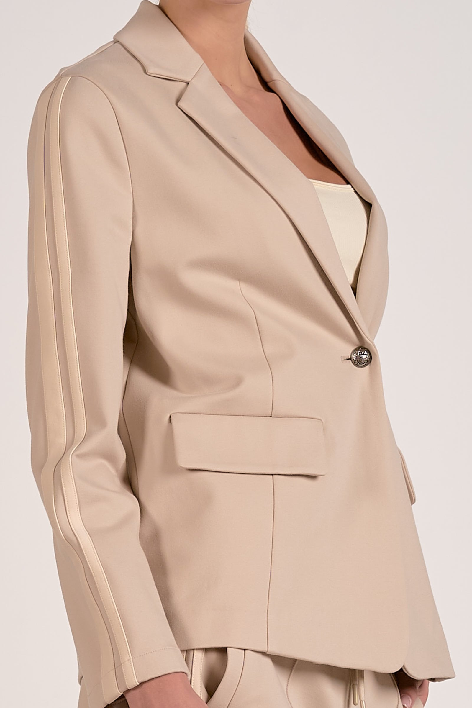Scottie Scuba Blazer Beige Natural Stripe