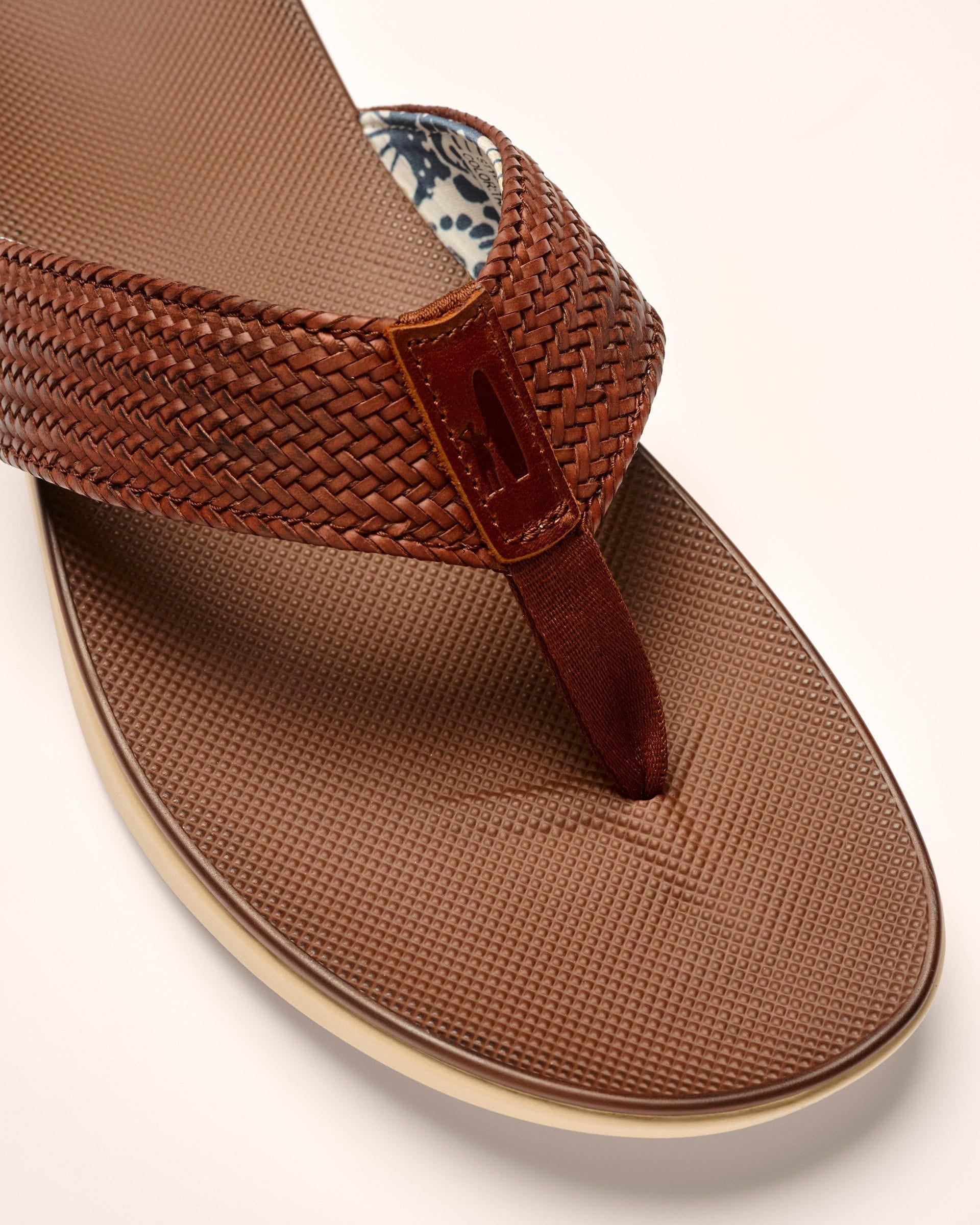 Johnnie-O Boardwalk Woven Faux Leather Sandal, Tan