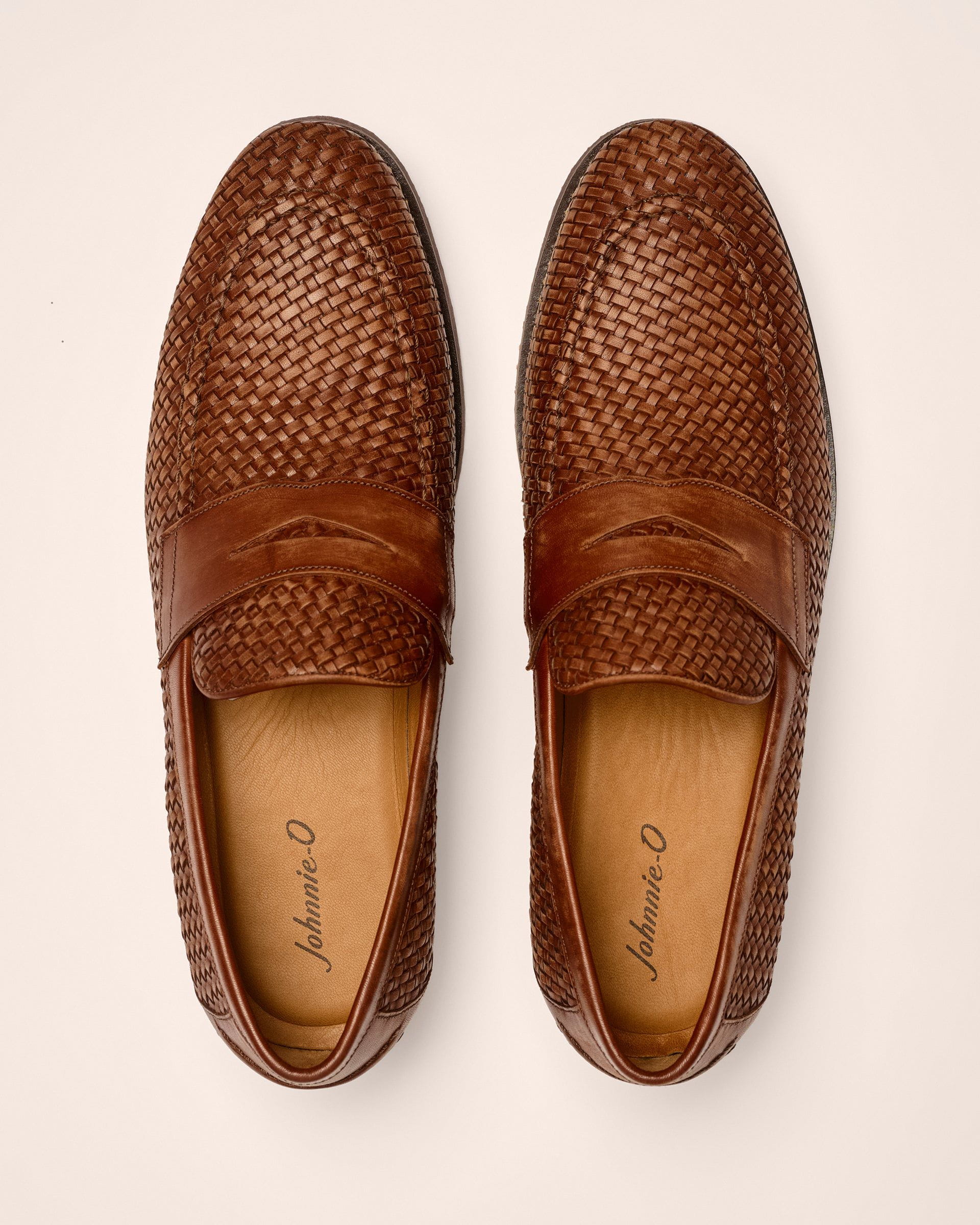 Johnnie-O J-Flex Coronado Woven Leather Penny Loafer, Brown