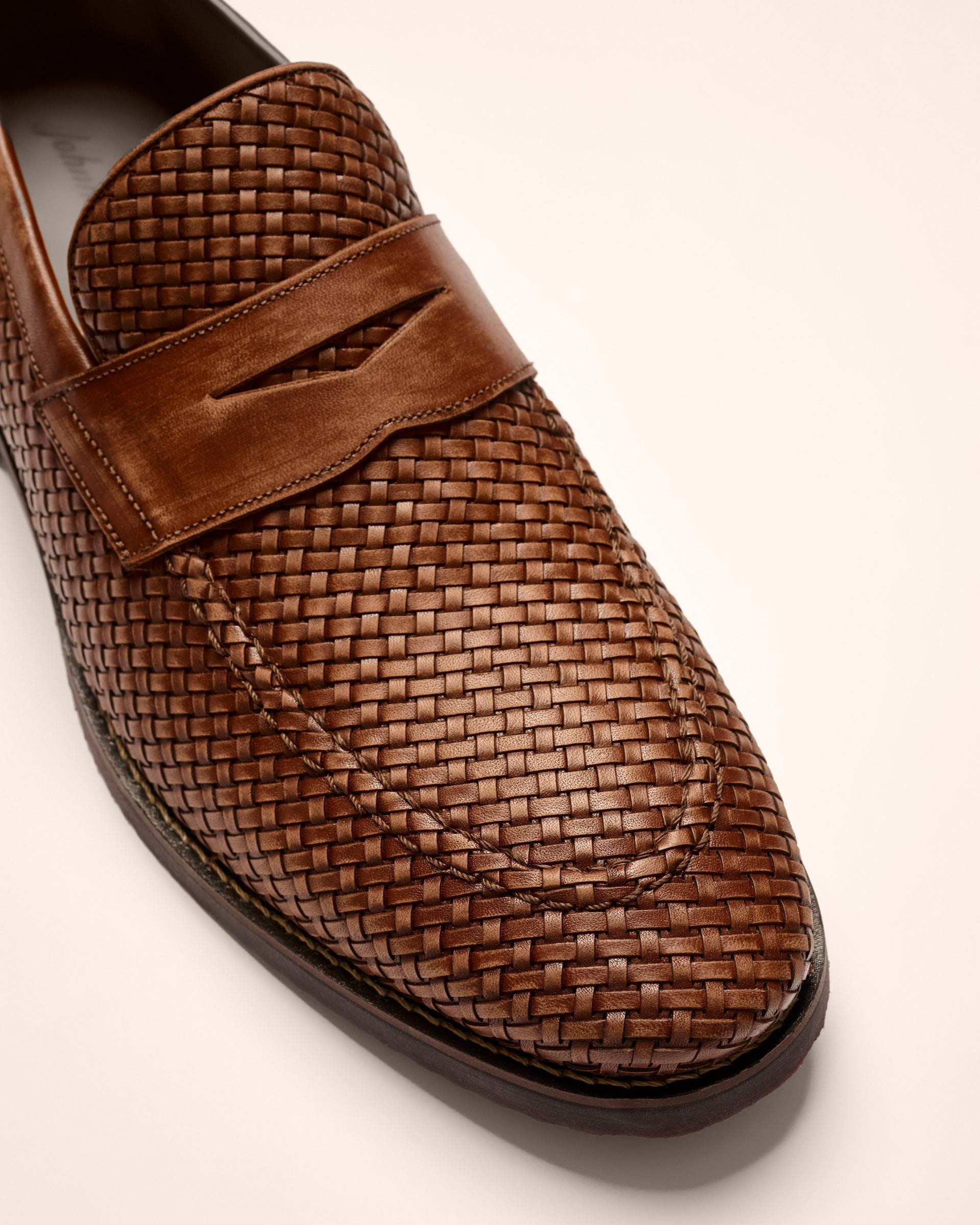 Johnnie-O J-Flex Coronado Woven Leather Penny Loafer, Brown