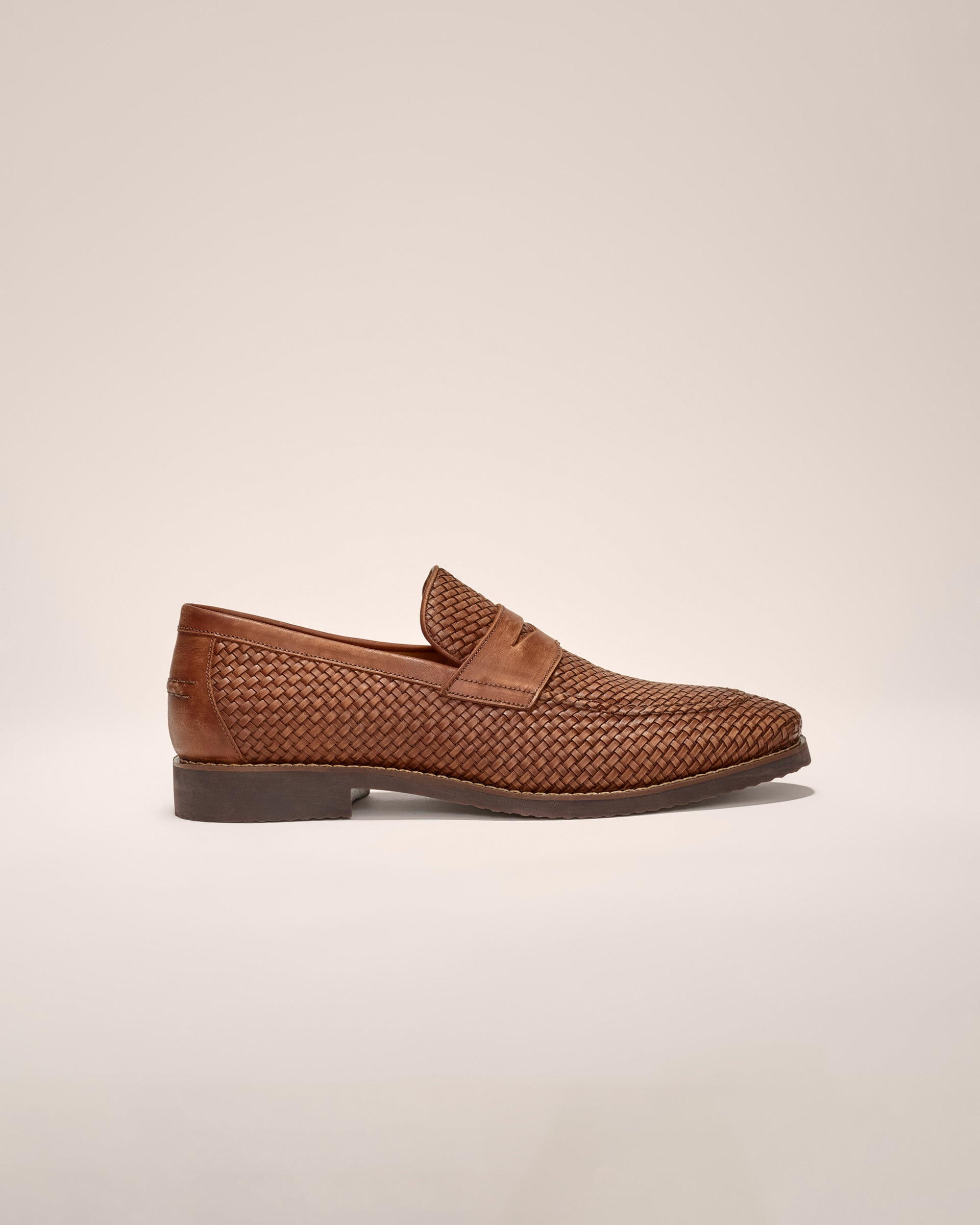 Johnnie-O J-Flex Coronado Woven Leather Penny Loafer, Brown