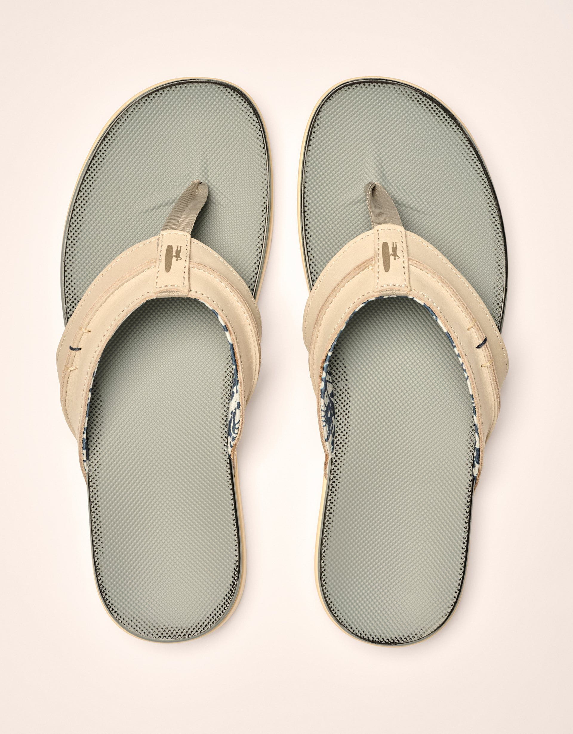Johnnie-O Starboard Leather Sandal, Gray